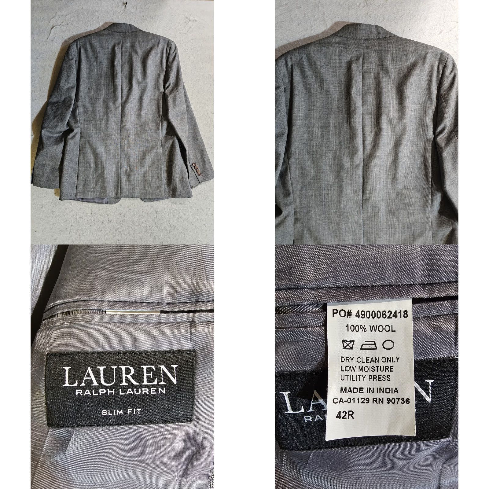 Ralph Lauren Lauren Ralph Lauren Black Label 2 Piece Suit Men 42R 36W 30L Solid Gray Slim Fit Size 42R - 8 Thumbnail