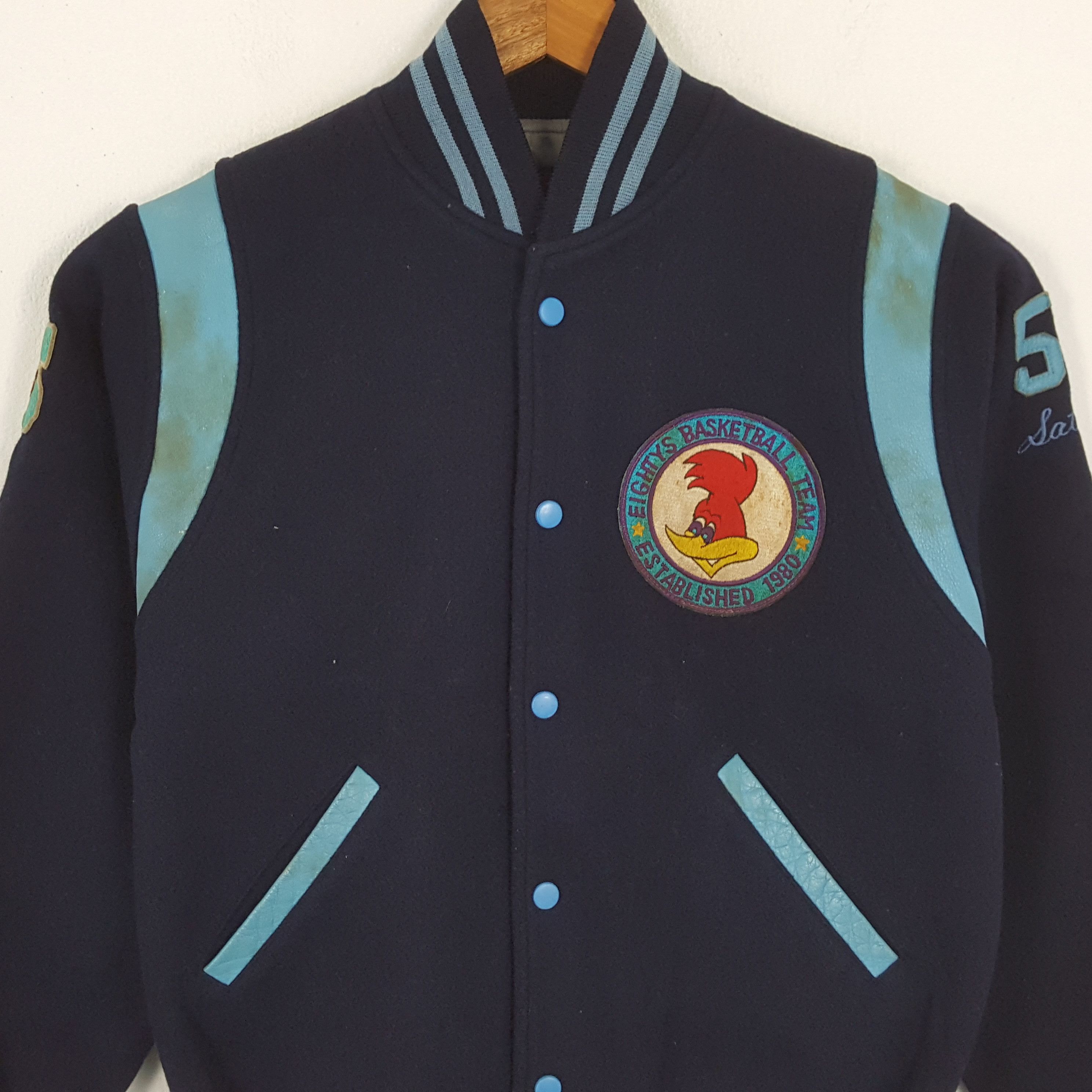 Japanese Brand × NBA × Vintage Vintage EIGHTYS BASKETBALL American NBA Varsity Jacket Size US M / EU 48-50 / 2 - 2 Thumbnail