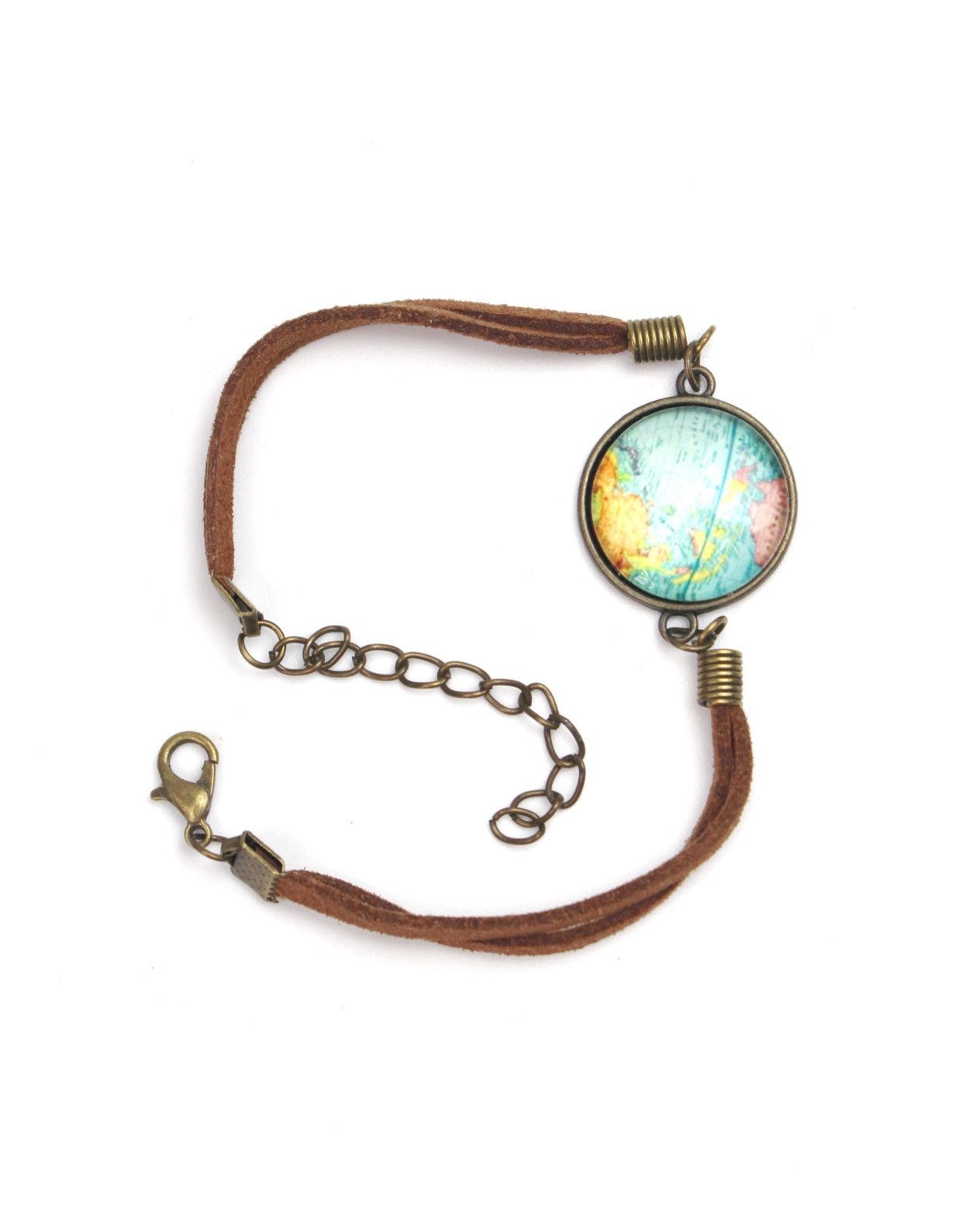 Vintage 2000S JAPANESE MADE WORLD MAP ADJUSTABLE LEATHER BRACELET Size ONE SIZE - 1 Thumbnail