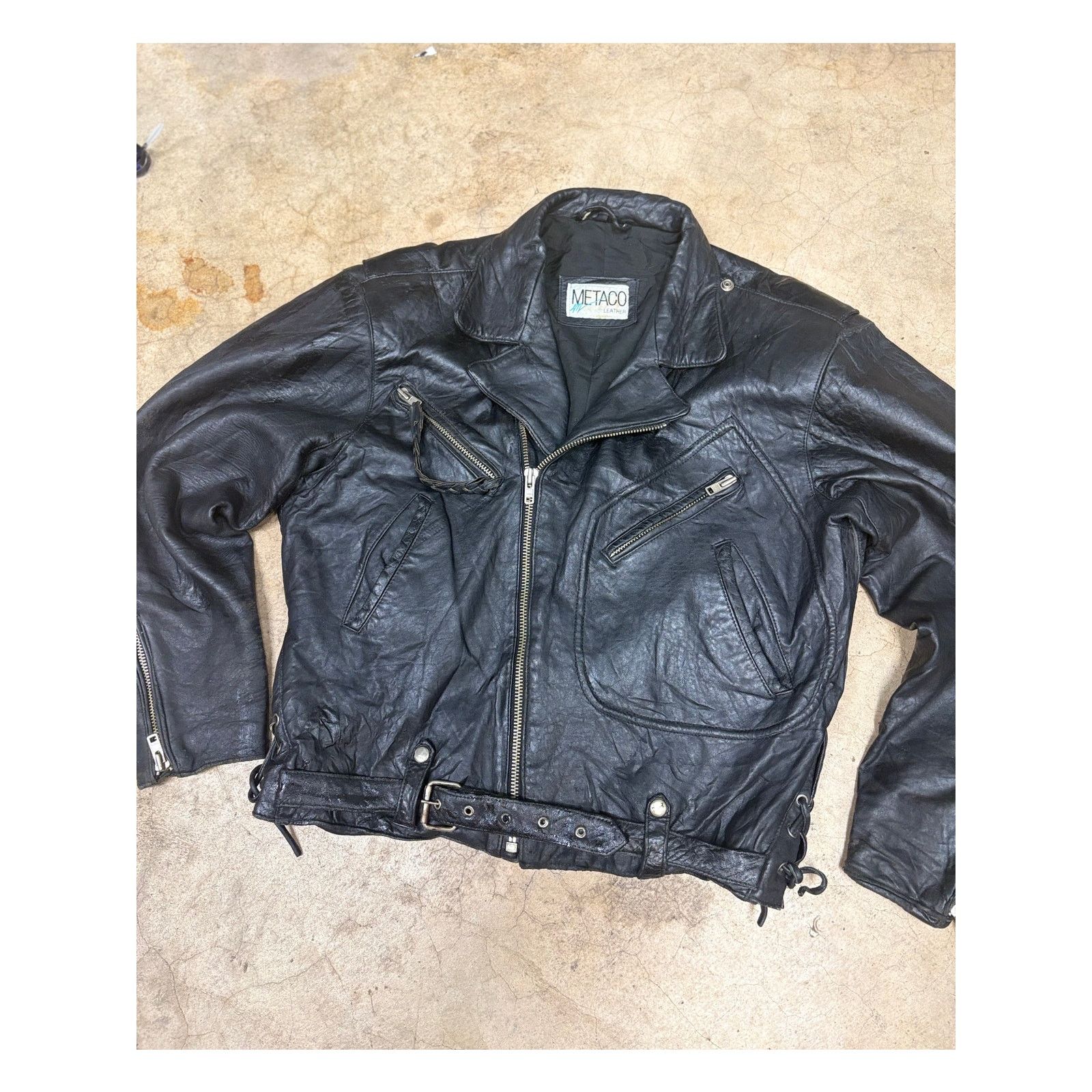 Vintage 1980's Vintage Original METACO Black Leather Moto Jacket M Size M / US 6-8 / IT 42-44 - 2 Thumbnail