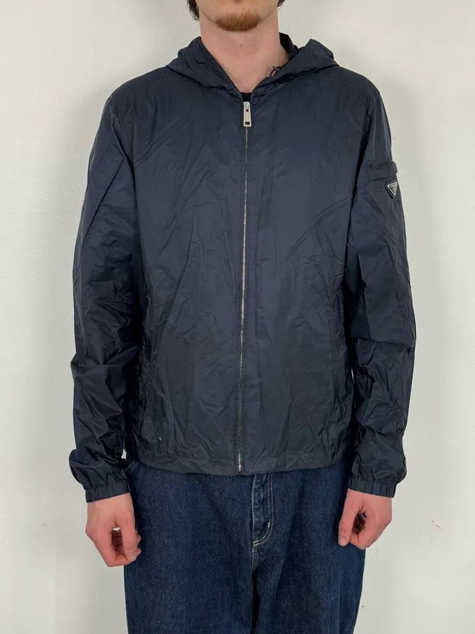 Prada SS2017 Prada Navy Logo Shoulder Patch Windbreaker Jacket Size US M / EU 48-50 / 2 - 2 Thumbnail