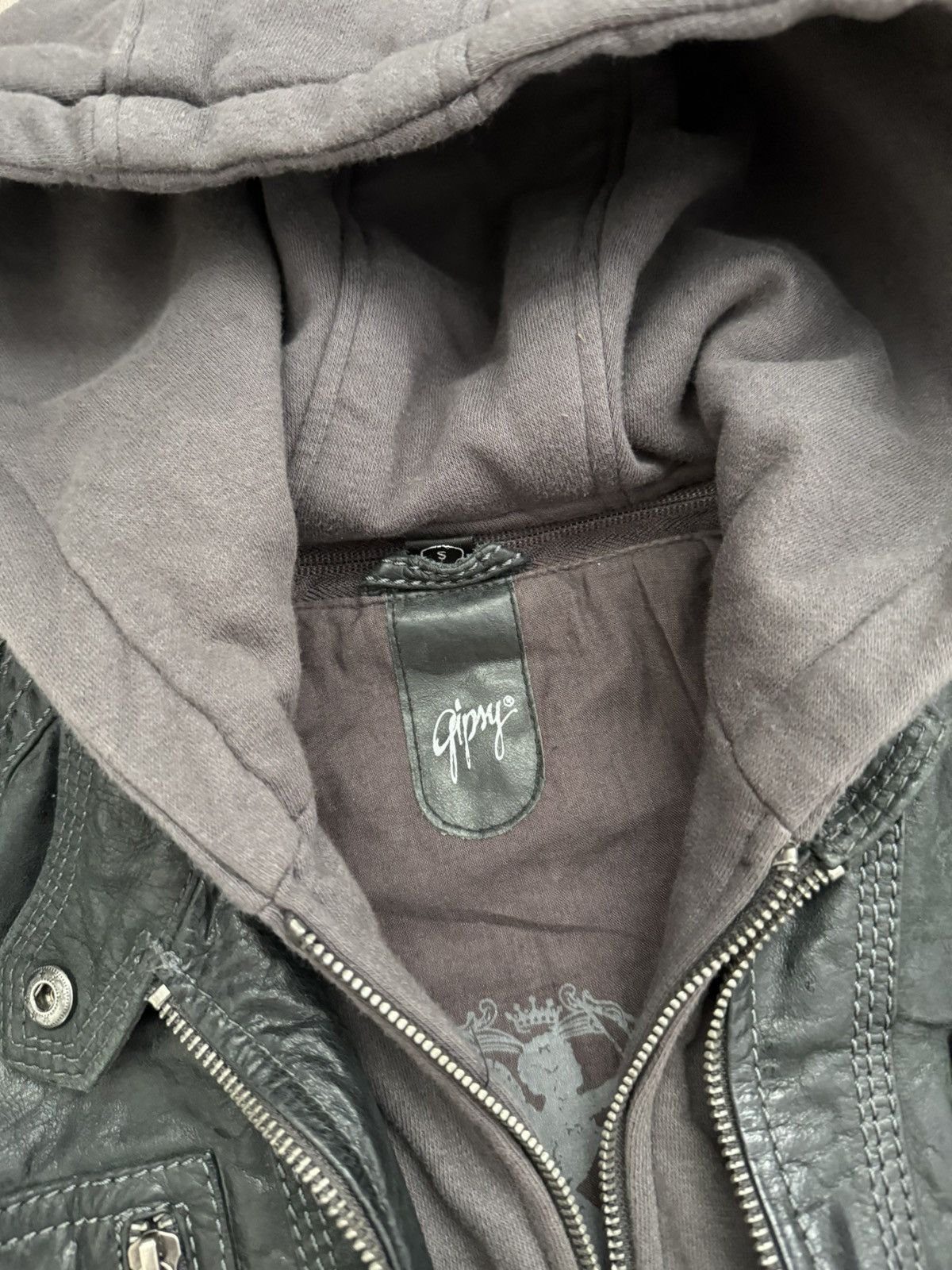 Gypsy Gipsy Leather Biker Jacket with Inner Hoodie Layer – Size S Size S / US 4 / IT 40 - 5 Thumbnail