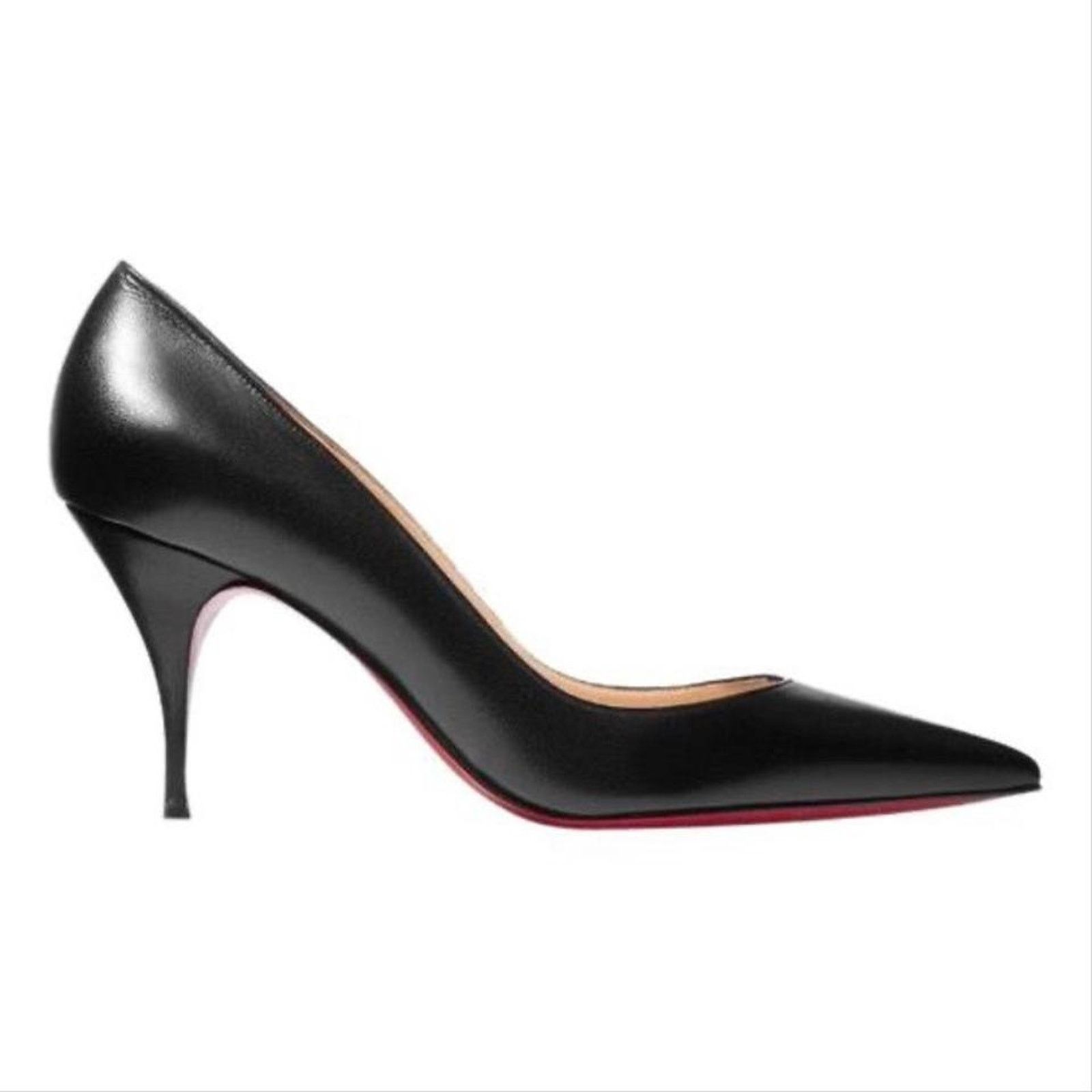 Christian Louboutin Clare 80 Leather Pumps Heel Shoes in Black, Women's (Size 7.5)
