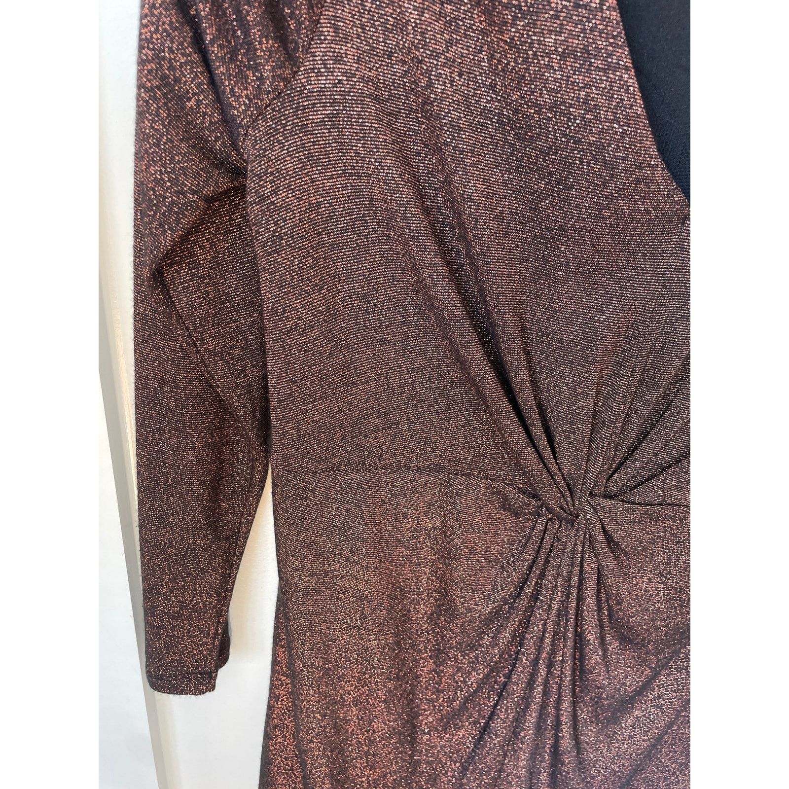 Jennifer Lopez Jennifer Lopez Gold Metallic Lurex Twist Front Sheath Mini,L Size L / US 10 / IT 46 - 5 Thumbnail