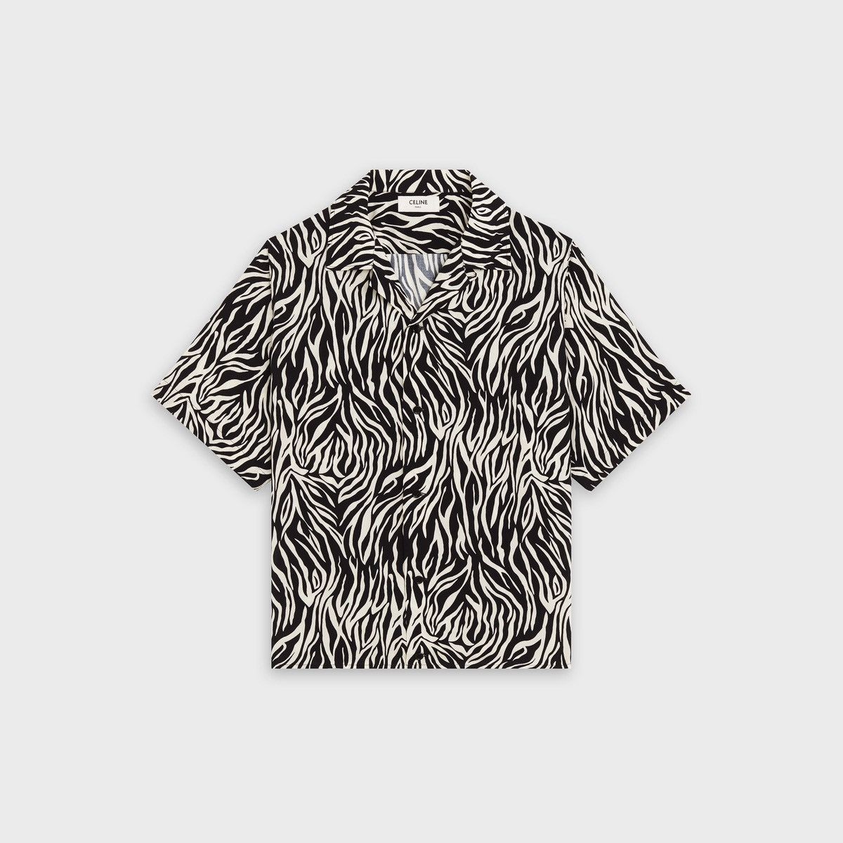 CELINE HAWAIIAN SHIRT IN PRINTED VISCOSE OFF WHITE / BLACK