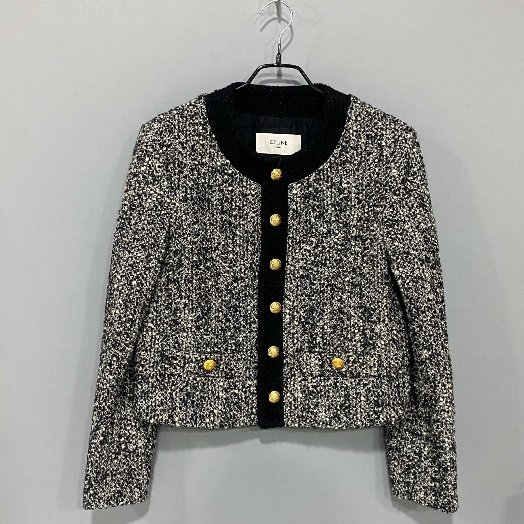 Celine Celine Women's Snowflake Tweed Gold Button Jacket Size XS / US 0-2 / IT 36-38 - 1 Thumbnail