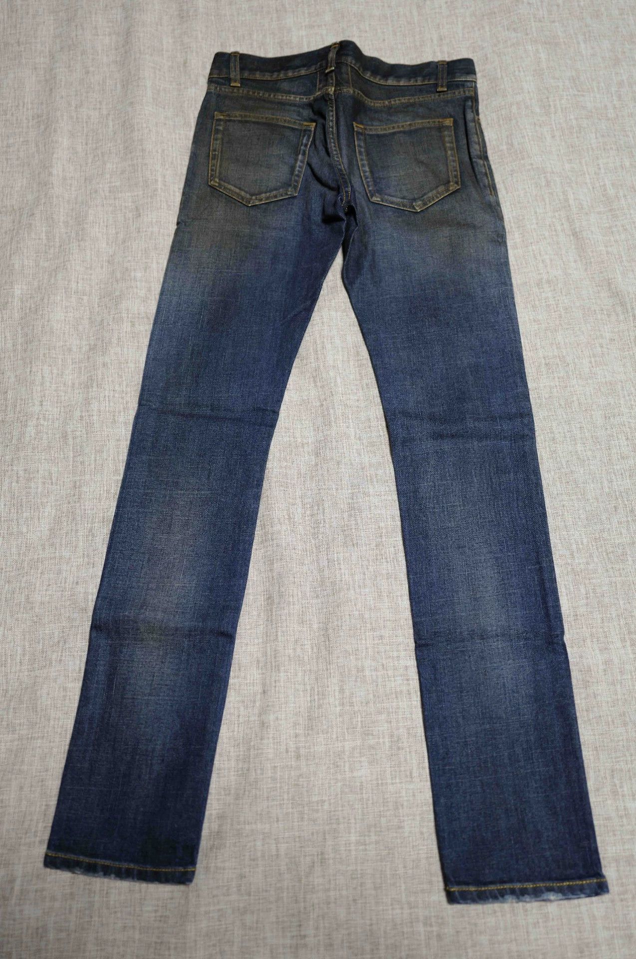 Saint Laurent Paris SLP 13AW Blue Washed Oil Stain Distressed Jeans Size US 29 - 2 Thumbnail