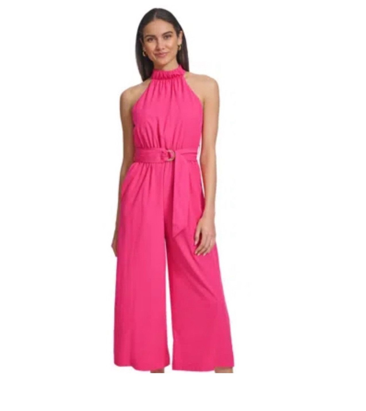 Calvin Klein Calvin Klein Women’s Belter Halter Neck Straight-Jumpsuit Size 36" / US 14 / IT 50 - 1 Thumbnail