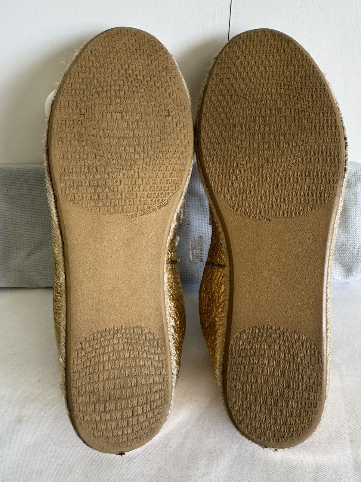 Stuart Weitzman STUART WEITZMAN Gold Leather Espadrille Flats 8.5 Size US 8.5 / IT 38.5 - 8 Thumbnail