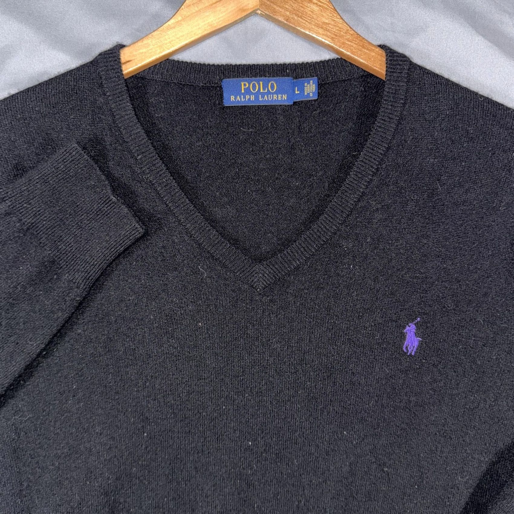 Polo Ralph Lauren Polo Ralph Lauren Sweater Men's L Black Merino Wool V-Neck Pullover Knit Size US L / EU 52-54 / 3 - 7 Thumbnail