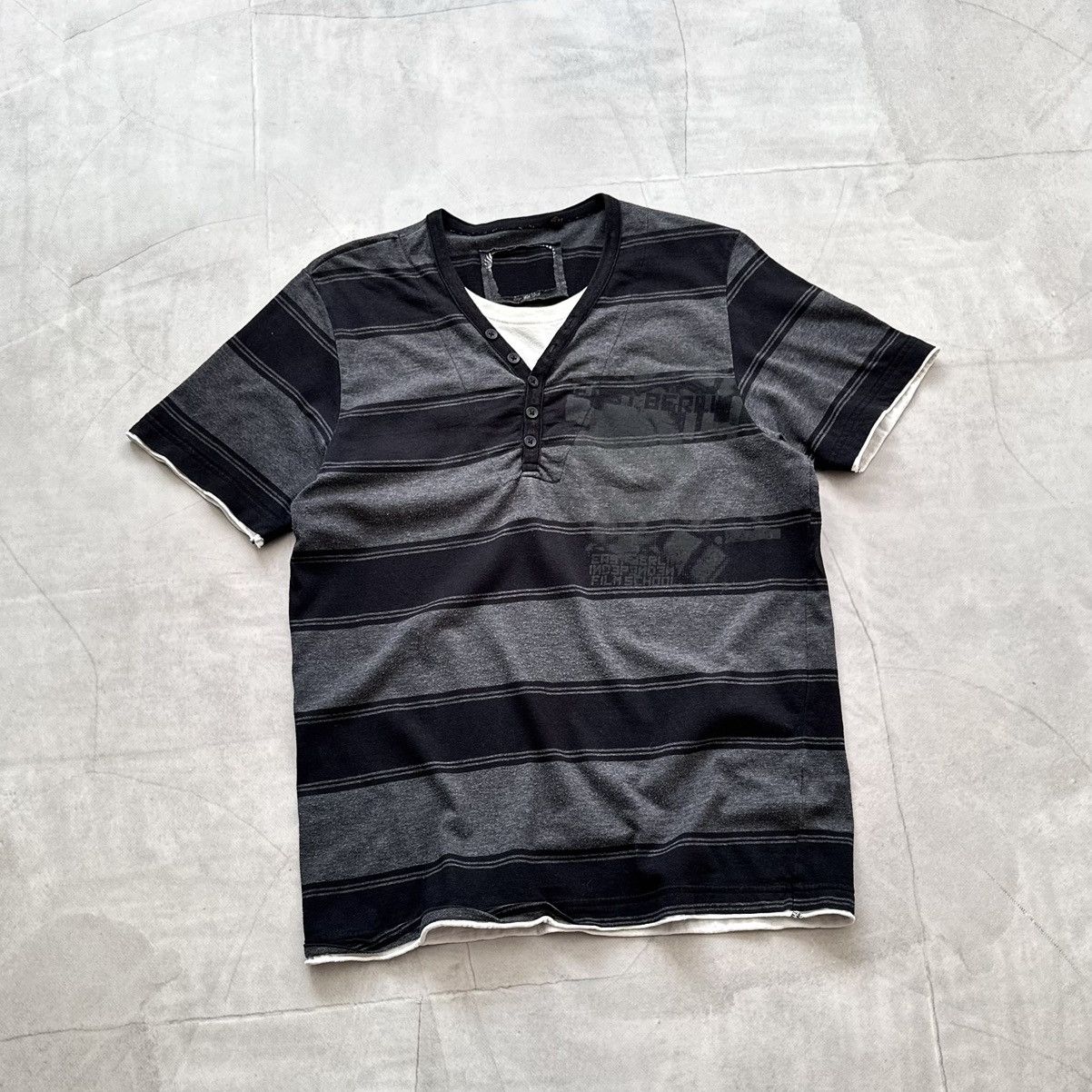 Striped Poem Printed T Shirt CDG Junya Watanabe Style