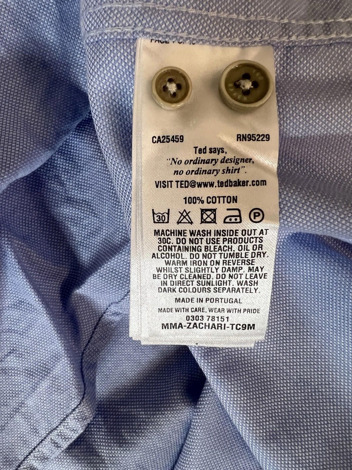 Designer TED BAKER LONDON Long Sleeve Contrast Cuff/Collar Sz 3 Size US M / EU 48-50 / 2 - 6 Thumbnail
