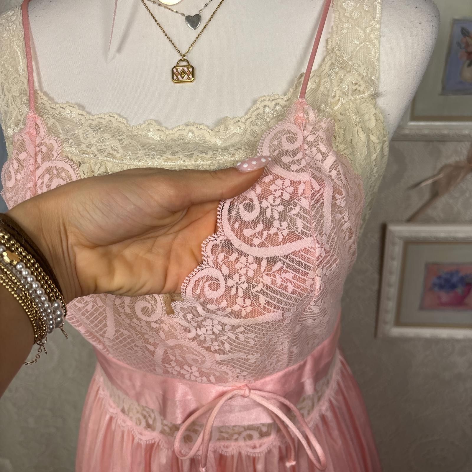 Other vintage pink lace coquette slip dress Size M / US 6-8 / IT 42-44 - 5 Thumbnail