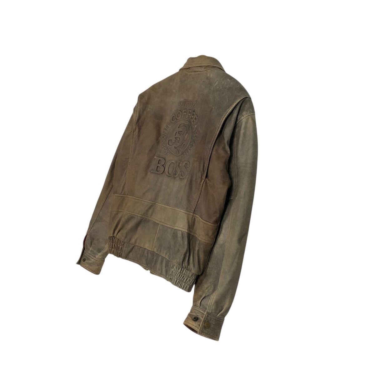 Japanese Brand 🔥VINTAGE GENUINE LEATHER JACKET SUNTORY COFFEE BOSS BIG LOGO Size US L / EU 52-54 / 3 - 12 Thumbnail