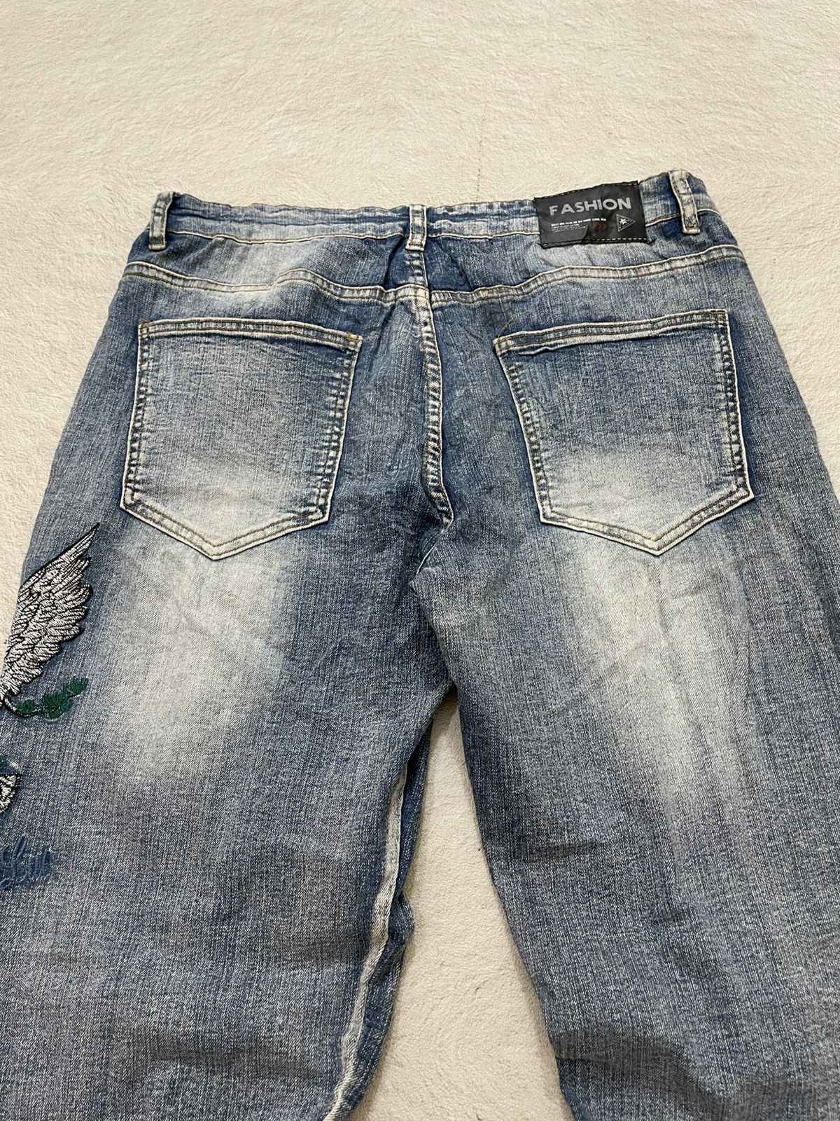 Japanese Brand 2000s Japanese Sukajan Inspired Embroidery Denim Tiger Eagle Size US 34 / EU 50 - 8 Thumbnail