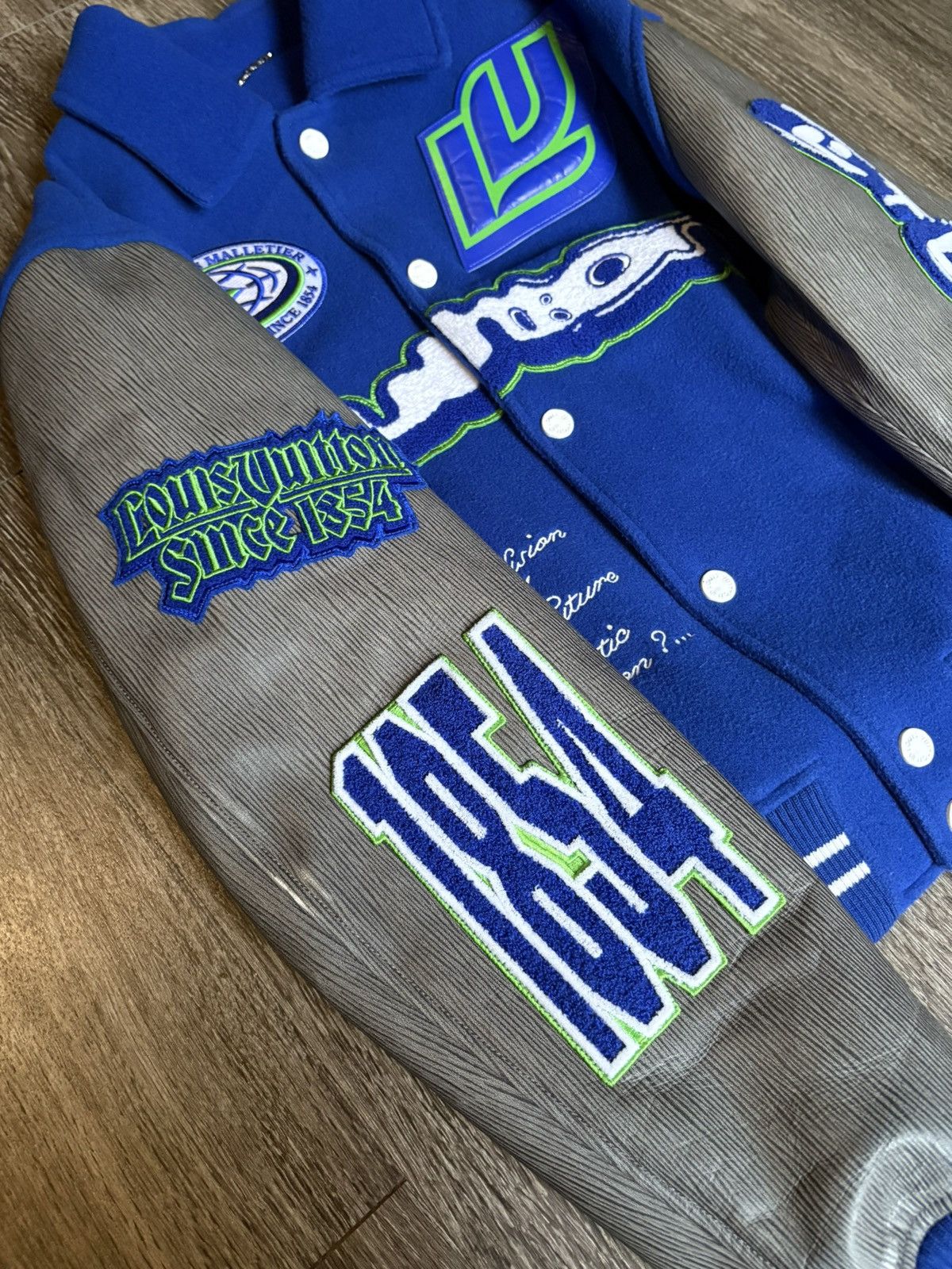 Louis Vuitton Louis Vuitton Embroidered Varsity Jacket Blue Grey Green Size US M / EU 48-50 / 2 - 7 Thumbnail