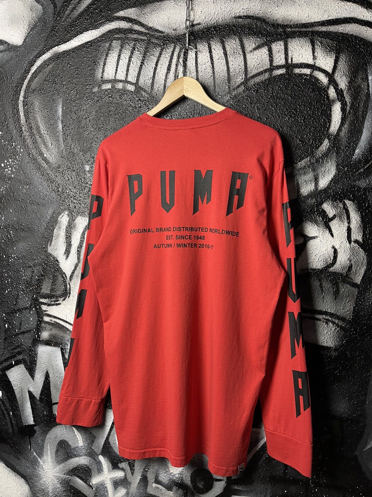 Puma Puma Red Cotton Long Sleeve T-Shirt Men’s Size Small Size US S / EU 44-46 / 1 - 1 Thumbnail