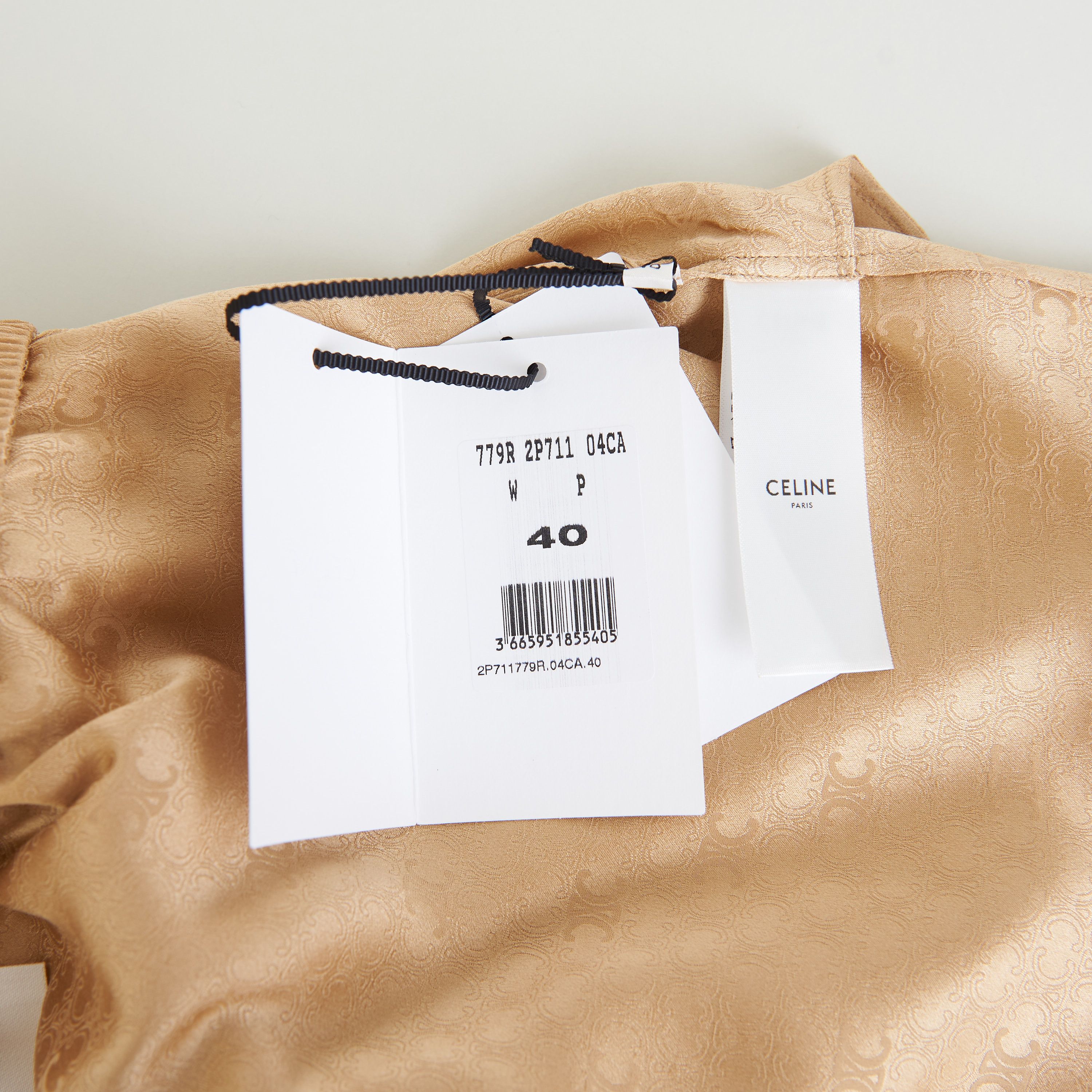 Celine Triomphe Shorts In Caramel Shiny Matte Silk Size 28" / US 6 / IT 42 - 9 Thumbnail