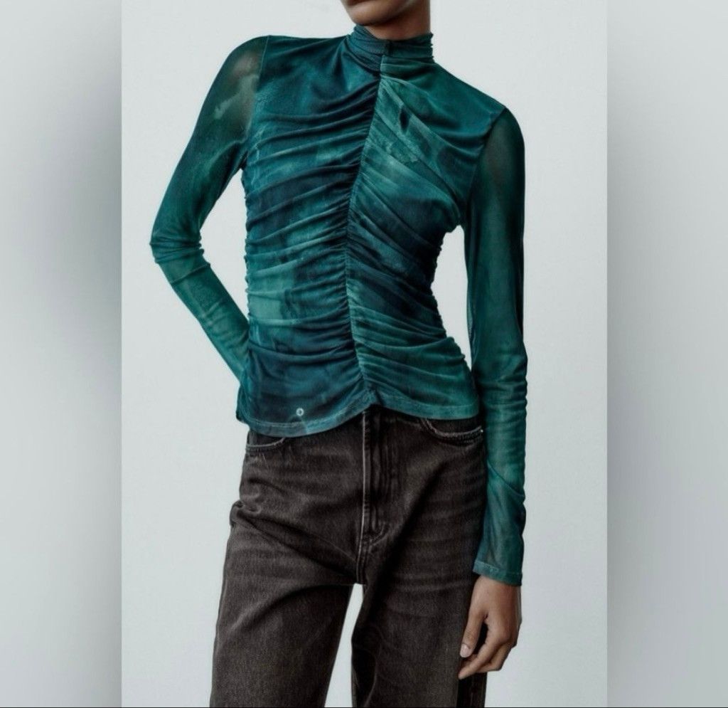 Zara Zara Printed Tulle Top Size S / US 4 / IT 40 - 1 Thumbnail