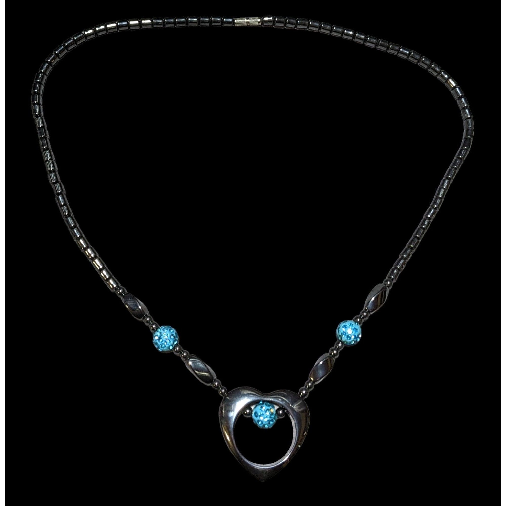 Other Hematite Open Heart Beaded Pendant Necklace Size ONE SIZE - 1 Thumbnail