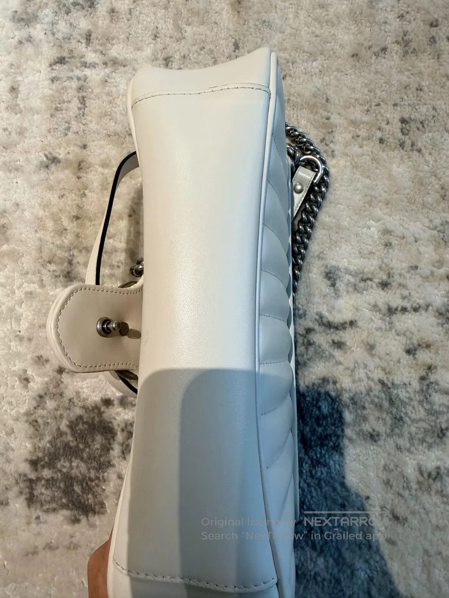 Gucci gucci marmont white chain bag with silver gg. Size ONE SIZE - 4 Thumbnail