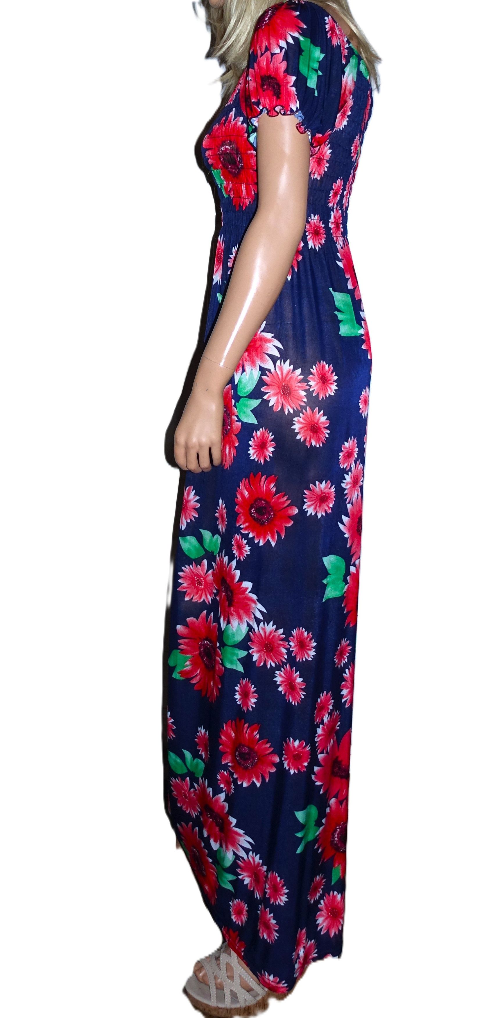 Vintage Navy Blue Floral Crinkle Bodice Maxi Dress S Size S / US 4 / IT 40 - 4 Thumbnail