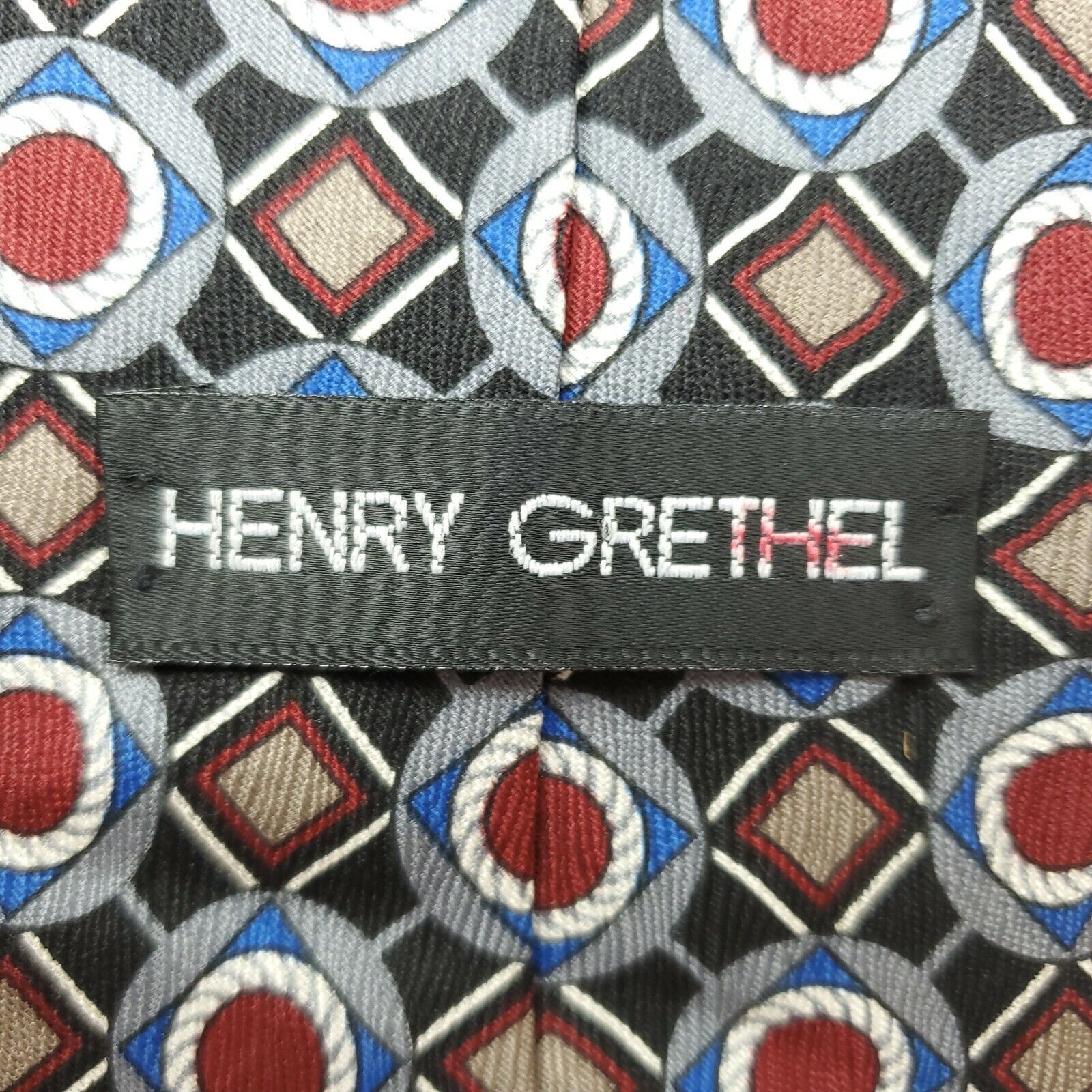 Henry Grethel Henry Grethel Black Red Geometric Silk Tie Wide Size ONE SIZE - 3 Thumbnail