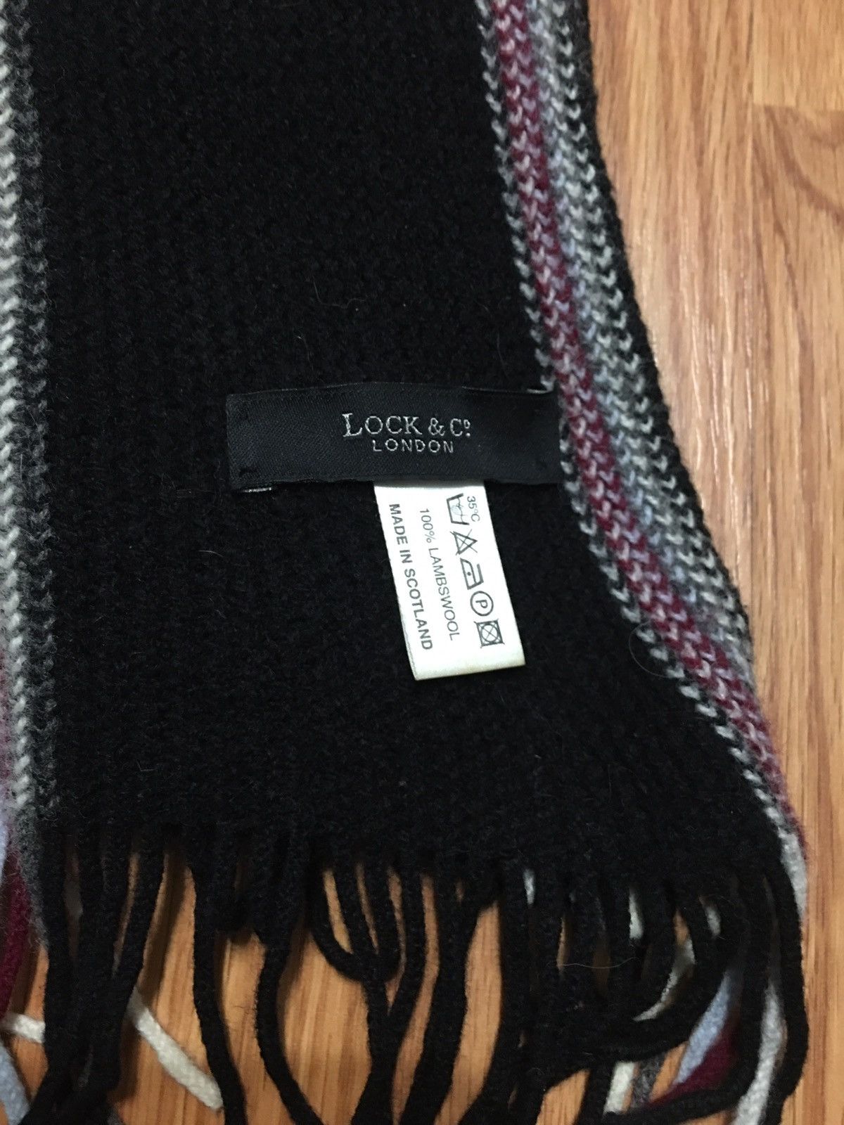 Lock & Co Hatters Lock & Co London Lambswool Black Knit Scotland Scarf Size ONE SIZE - 4 Thumbnail