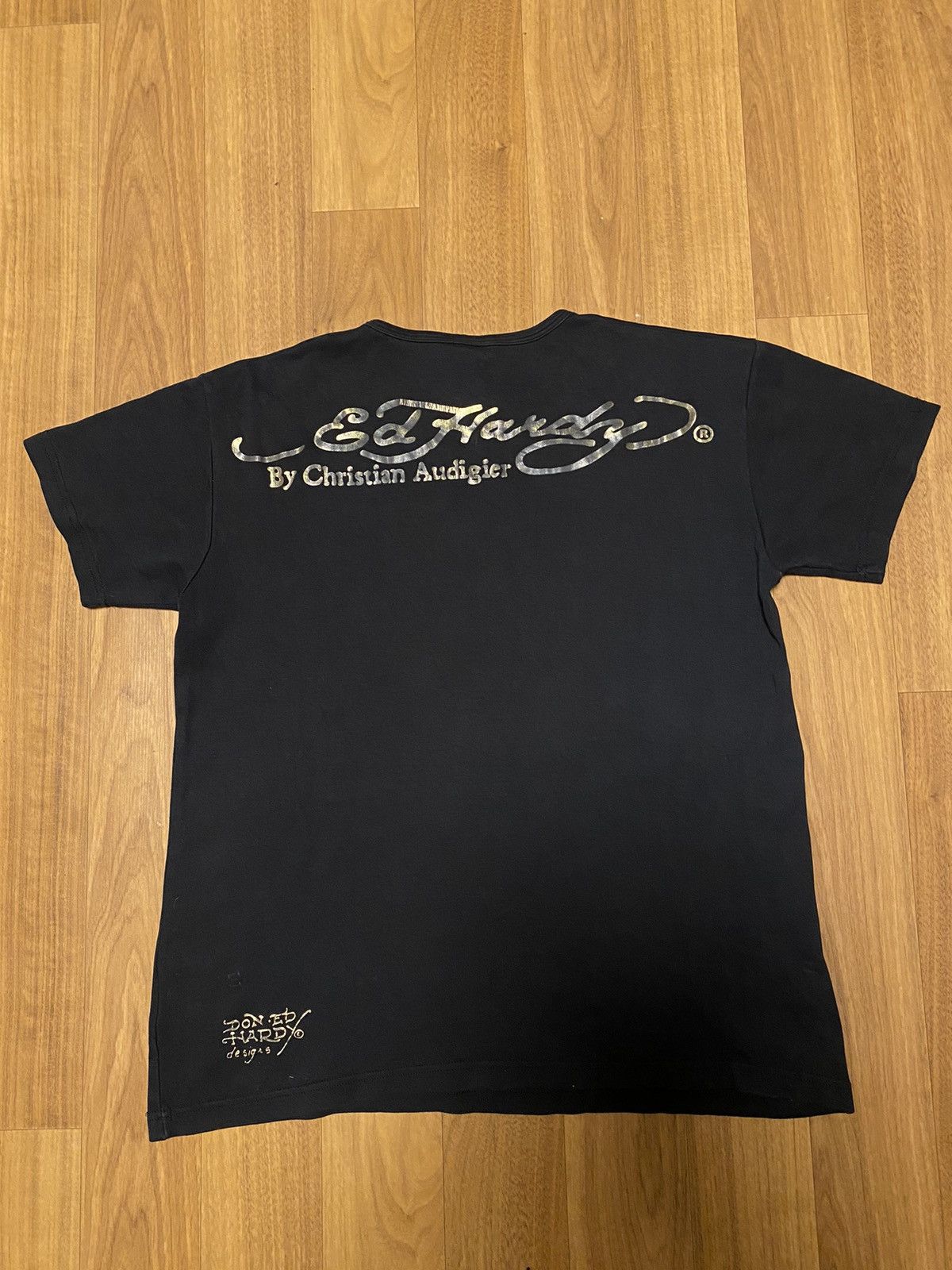 Christian Audigier × Ed Hardy × Vintage Vintage Ed Hardy Big Logo T Shirt Size US XL / EU 56 / 4 - 3 Thumbnail
