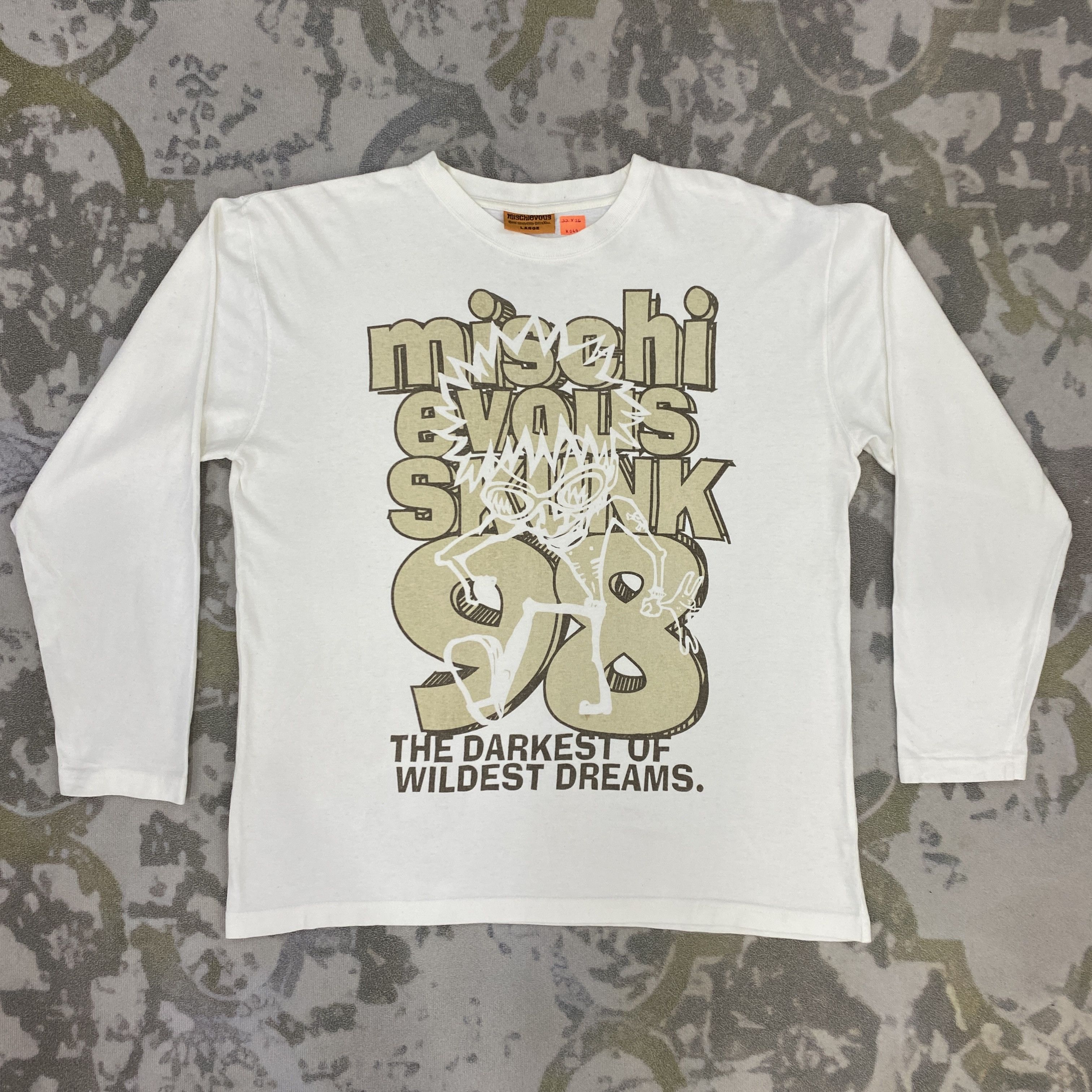 image of Band Tees x Vintage Mischievous Skunk 98 Long Sleeve - K069 in White, Men's (Size Large)