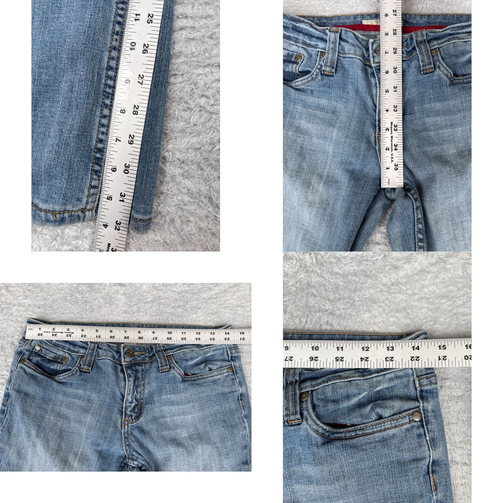 Vintage Refuge Jeans Juniors 9 L Blue Denim Flared Low Rise 28x32 Women's Size 30" / US 8 / IT 44 - 8 Thumbnail