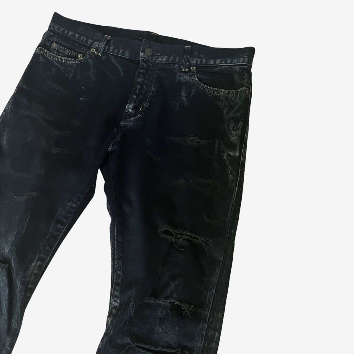 Hedi Slimane × Saint Laurent Paris *RARE* Saint Laurent Paris DO2 AW14 Bleached Ripped Denim Size US 31 - 6 Thumbnail