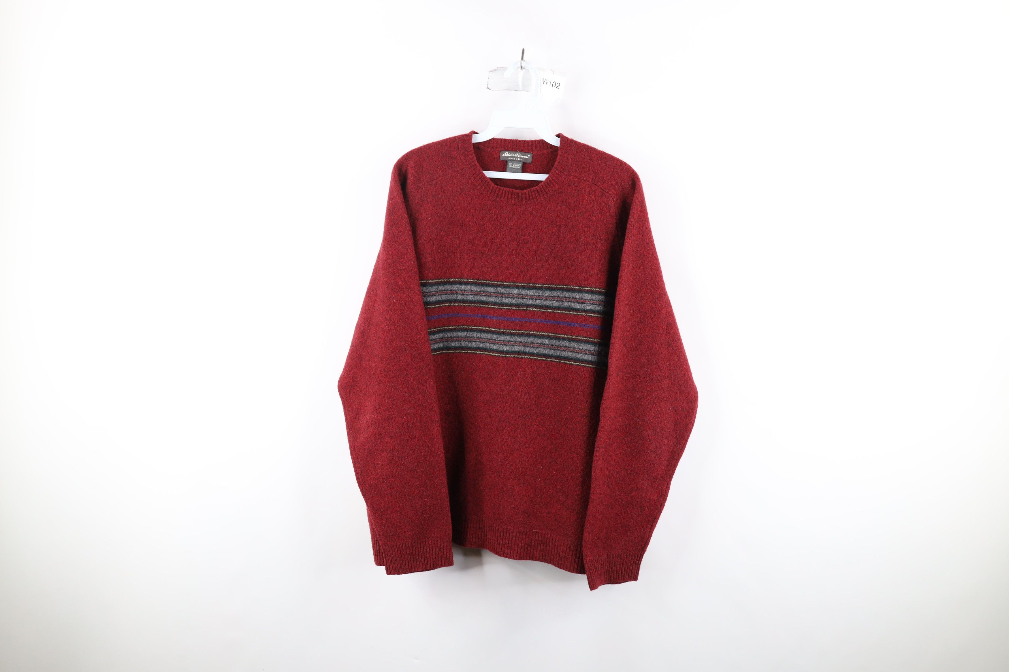 Sale Vintage Eddie Bauer Men's Size Large Heavy Knit Crewneck Pullover Sweater Red A6