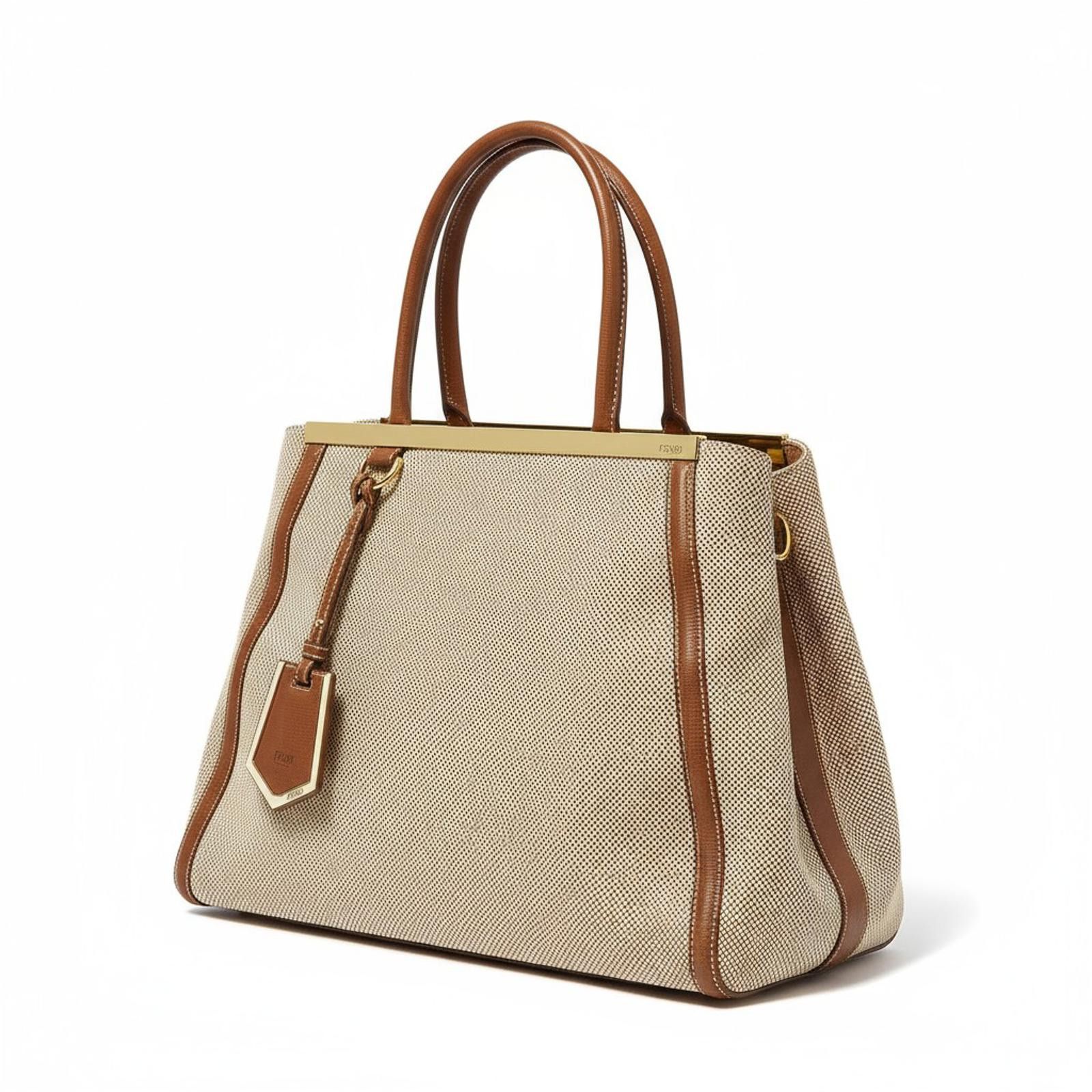 Fendi Fendi - Beige and Brown Structured Canvas Tote Bag Size ONE SIZE - 1 Thumbnail