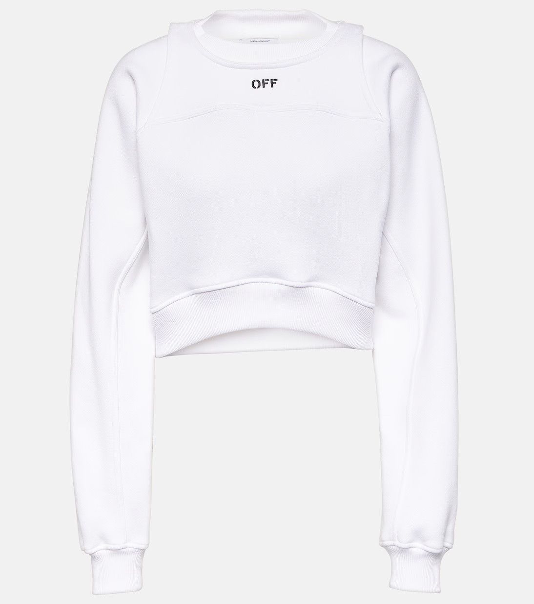 Off-White o1mle0425 Off Stamp Round Crop Crewneck T-Shirt in White Size M / US 6-8 / IT 42-44 - 1 Thumbnail