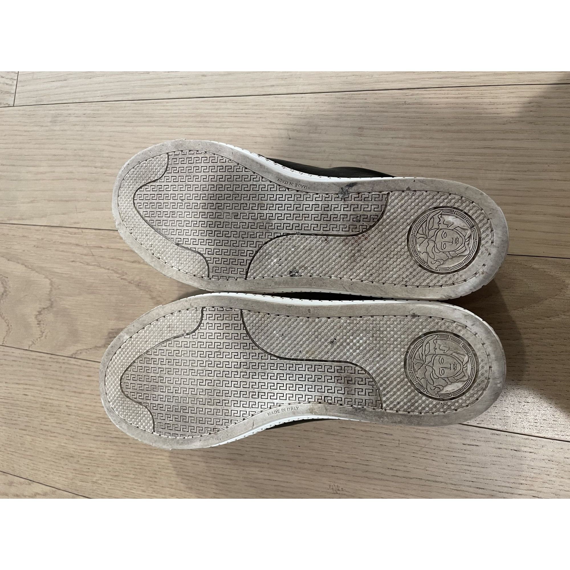 Versace Versace Black Leather Slip-On Sneakers With Gold Medusa Deta Size US 6.5 / EU 39-40 - 11 Thumbnail