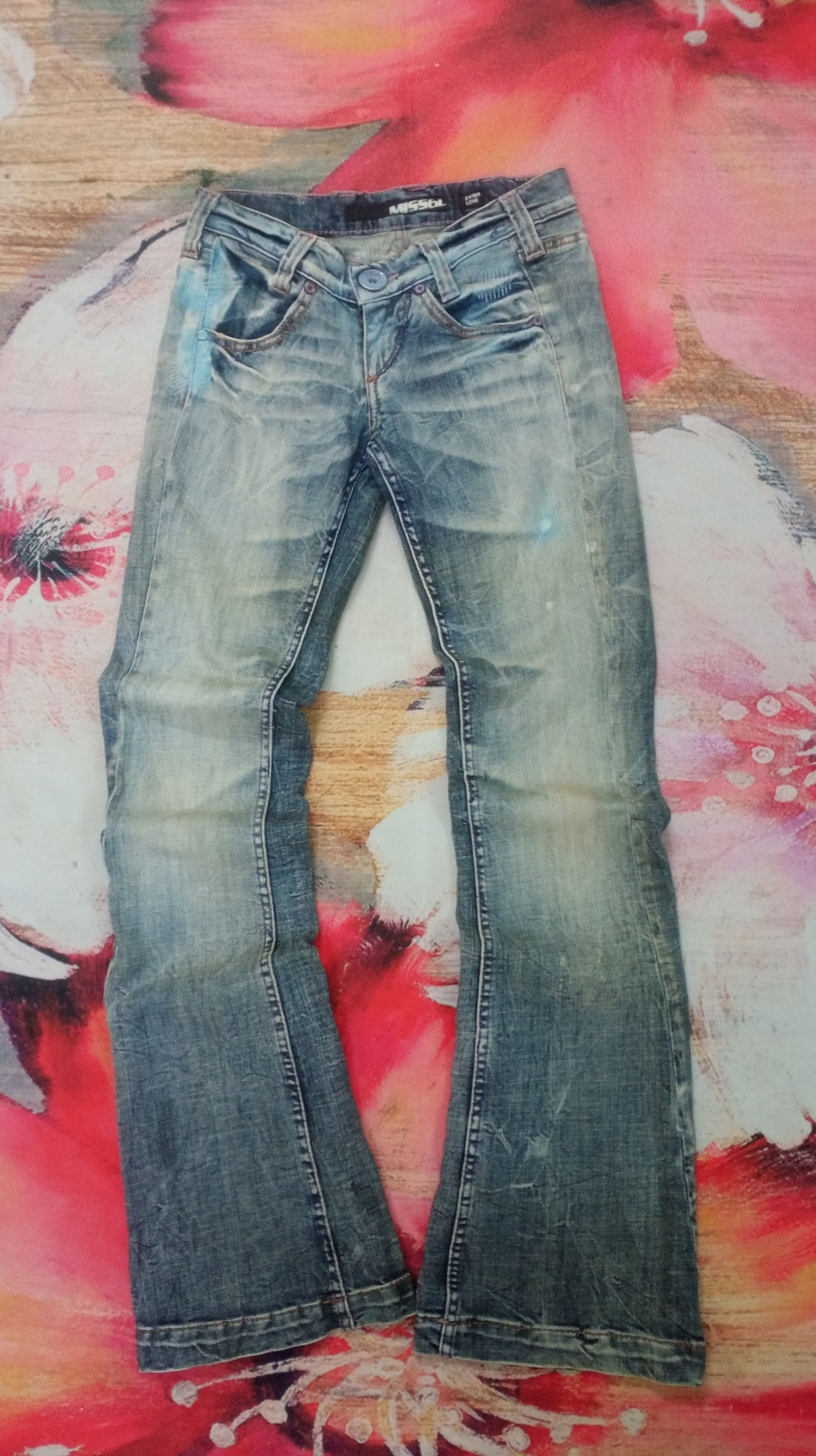 If Six Was Nine Rare Miss Sixty Flare Distressed Bootcut Jeans Size 28" / US 6 / IT 42 - 1 Thumbnail