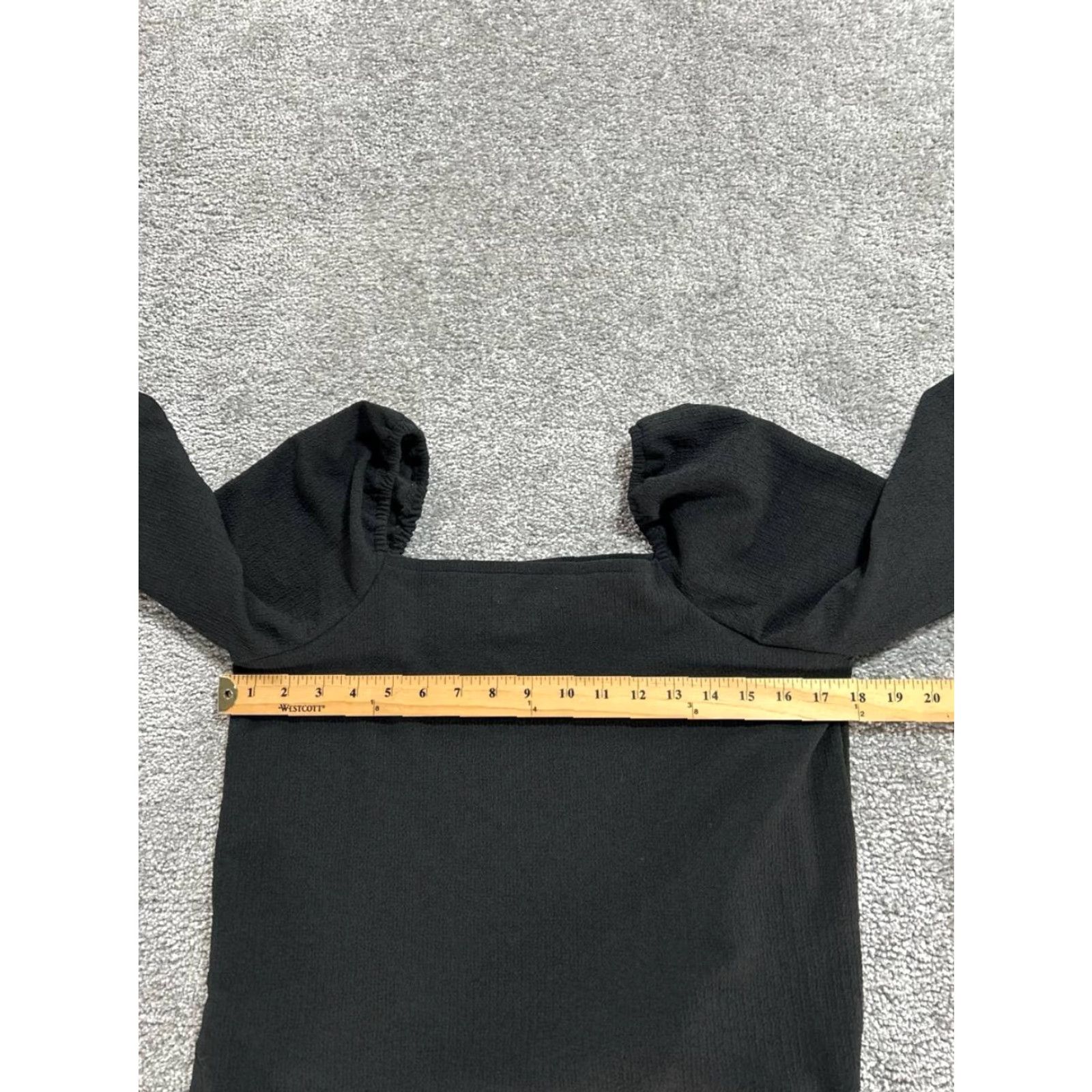 Madewell Madewell Blouse Shirt Womens Small Black Puff Sleeve Square Neck Stretch Easy Care Knit Polyester Size S / US 4 / IT 40 - 7 Thumbnail