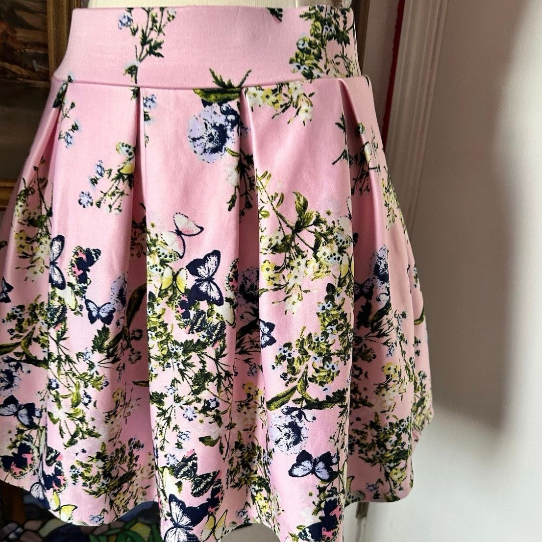 Other no brand pink butterfly high waisted skirt Size 26" / US 2 / IT 38 - 2 Thumbnail