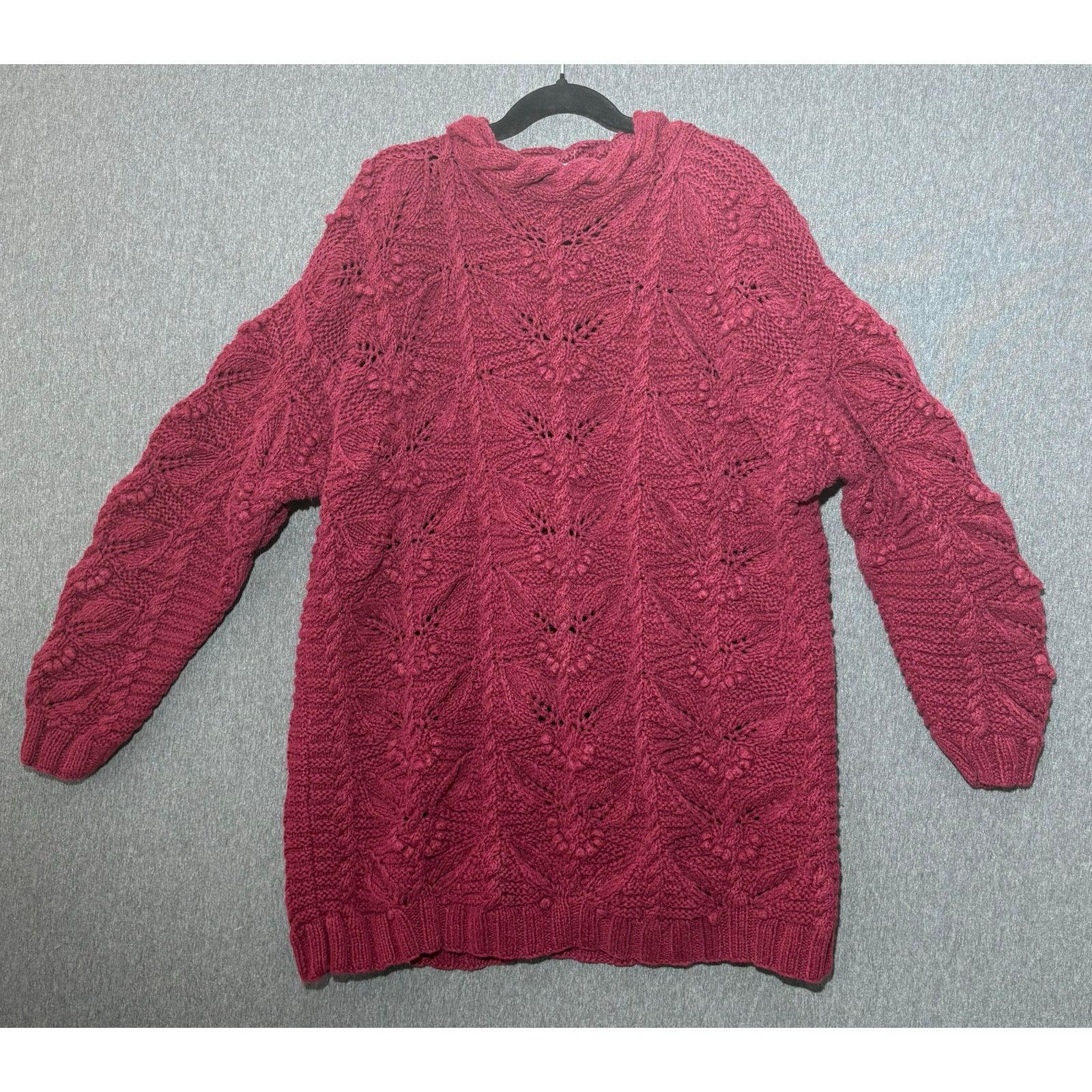 Other EXPRESS TRICOT | Cable Knit HEAVY Maroon Sweater | Large Size L / US 10 / IT 46 - 1 Thumbnail