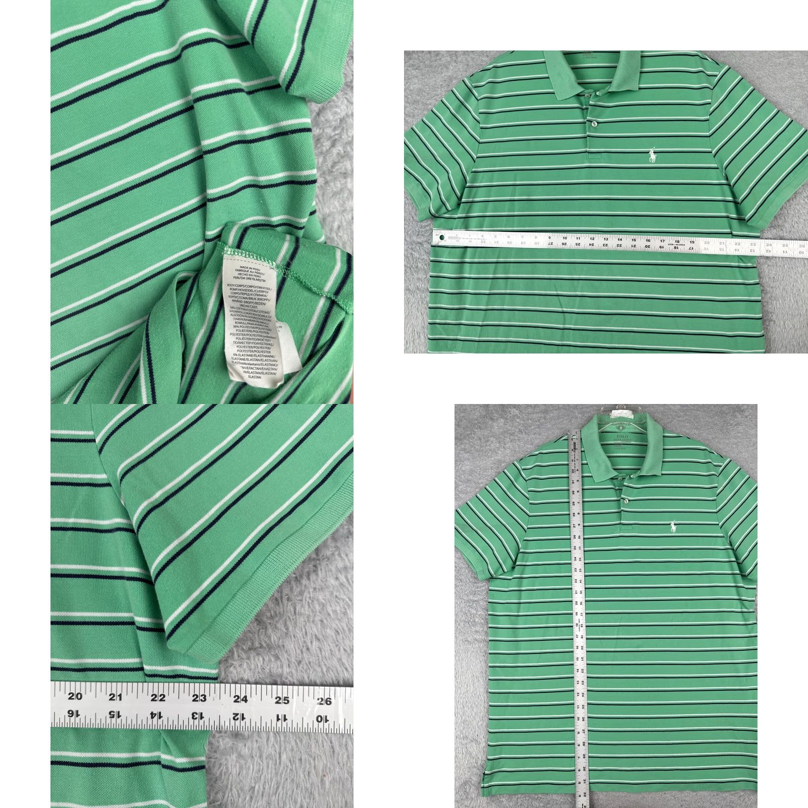 Ralph Lauren VINTAGE Ralph Lauren Polo Shirt Mens XL Green Stripe Cotton Knit Pony Golf Shirt BULL? Size US XL / EU 56 / 4 - 8 Thumbnail