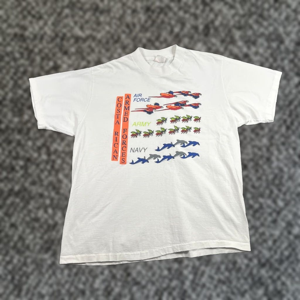 Vintage VINTAGE Pura Vida Military T-Shirt White XL Graphic Tee Army Navy Air Force Parrot 80s Mens Size US XL / EU 56 / 4 - 1 Thumbnail
