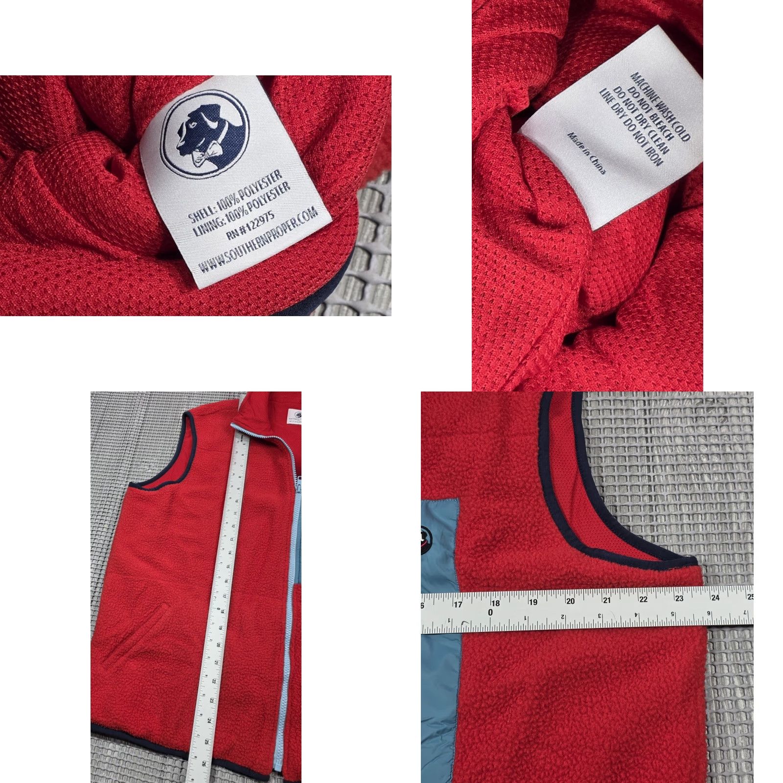 Southern Proper Southern Proper Vest Shirt Mens L Red Blue Full Zip Fleece Outdoor Size US L / EU 52-54 / 3 - 8 Thumbnail
