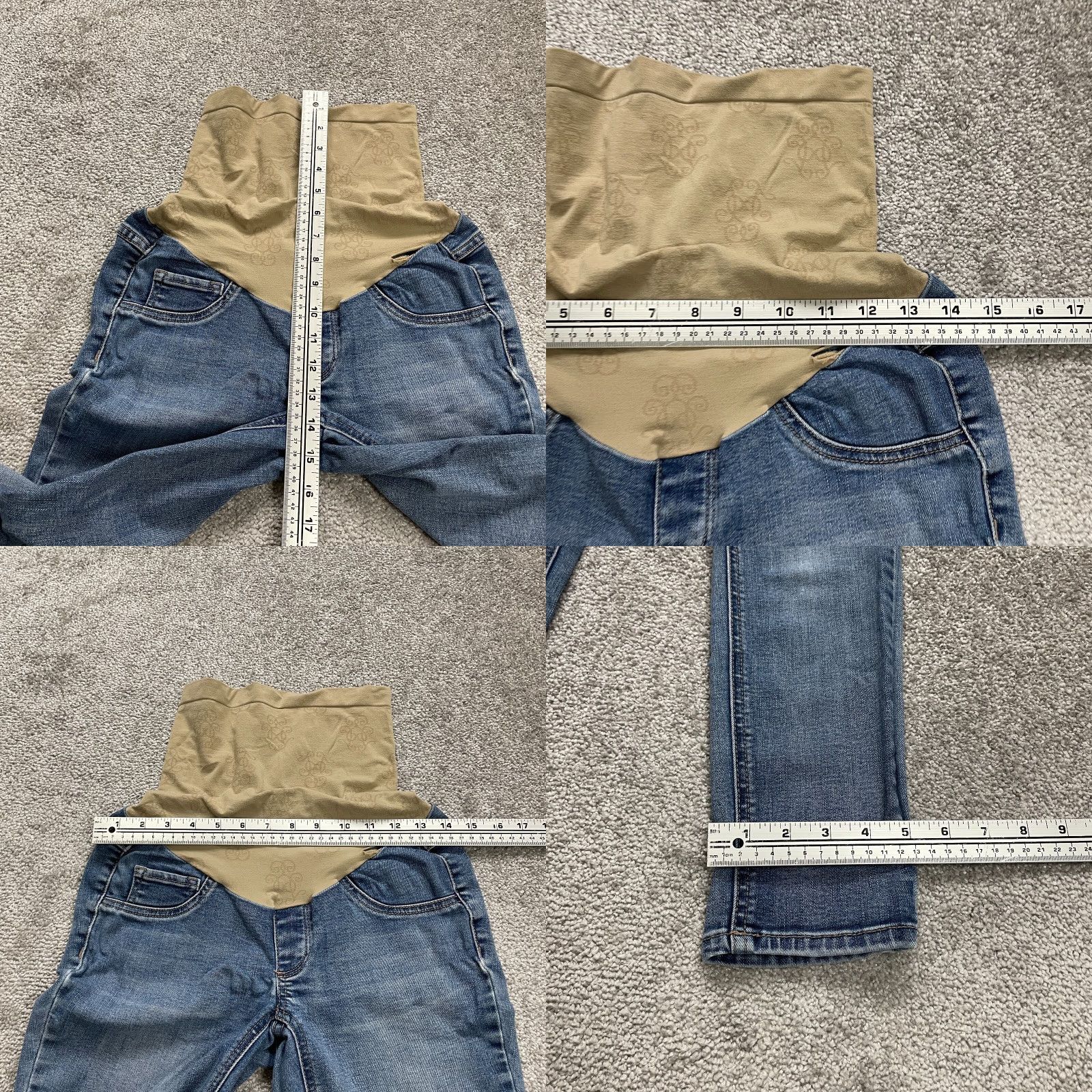 Denime Maternity Skinny Jeans Womens 28x27 Blue Medium Wash Mid Rise Pull On 5-Pocket Cotton Blend Size 28" / US 6 / IT 42 - 8 Thumbnail