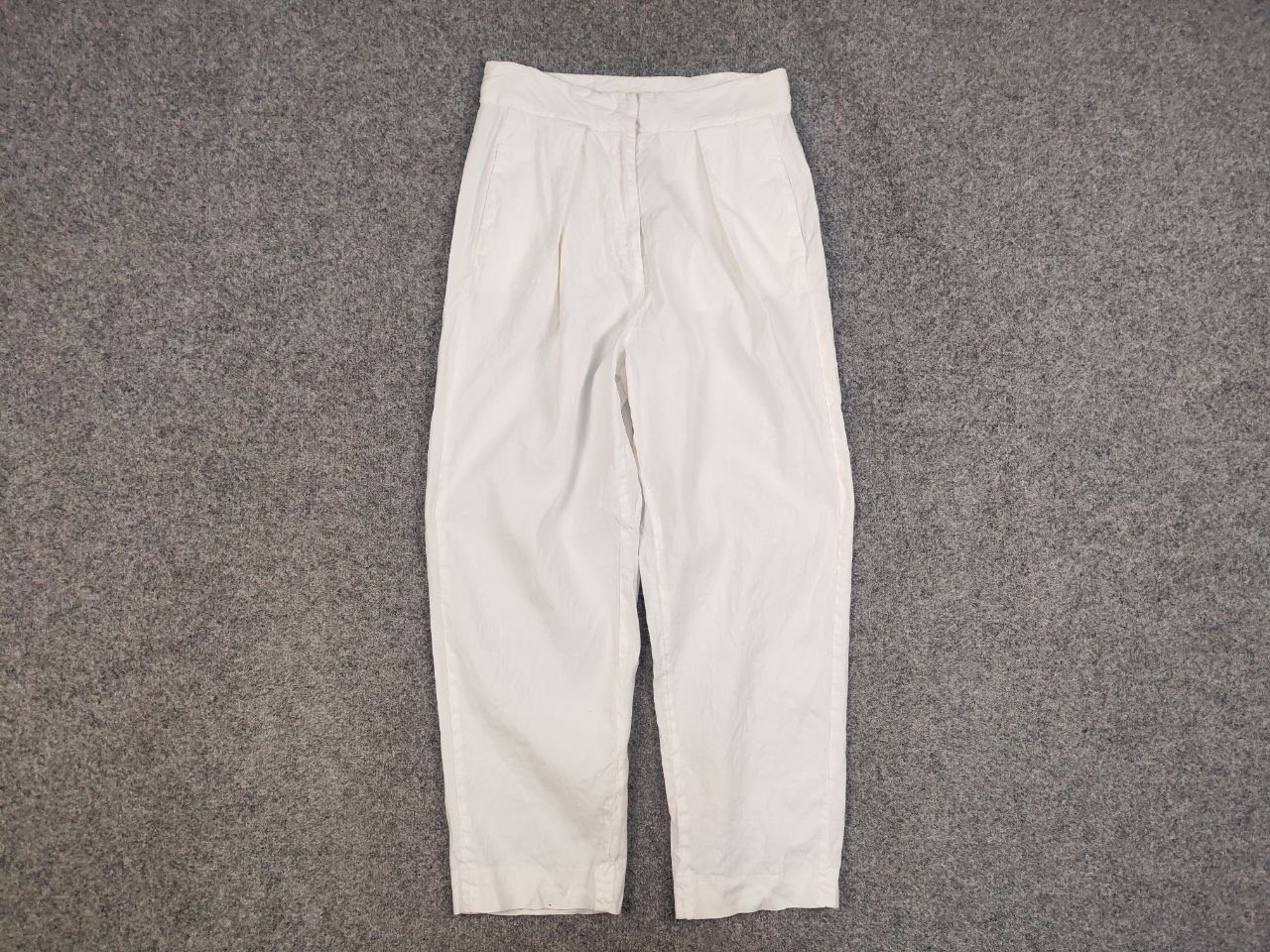 Designer Tela Design Regular White Linen blend Solid Trouser Pants Size 30" / US 8 / IT 44 - 5 Thumbnail
