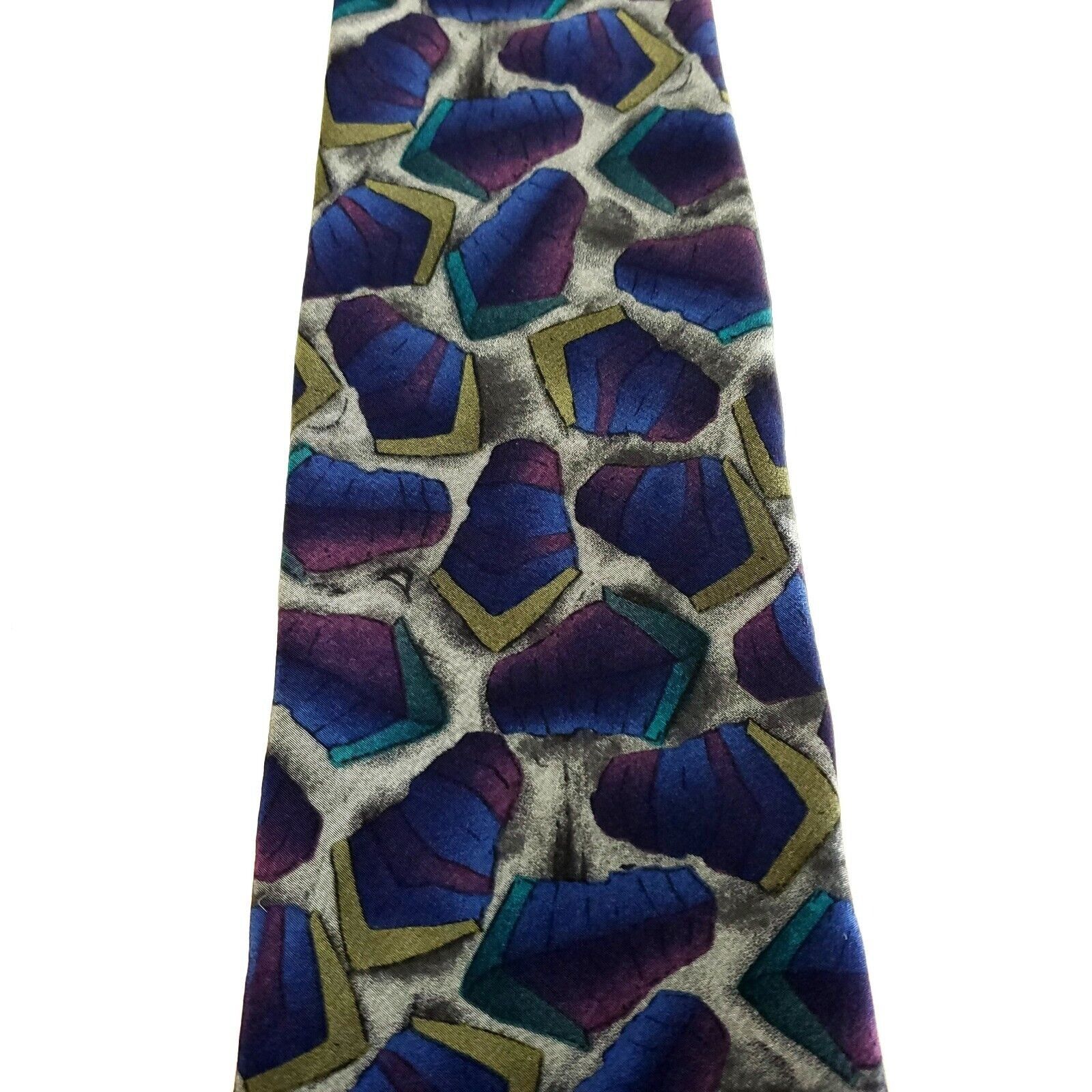 Grateful Dead J. Garcia Blue Gray Silk Tie Woven Geometric Size ONE SIZE - 2 Thumbnail
