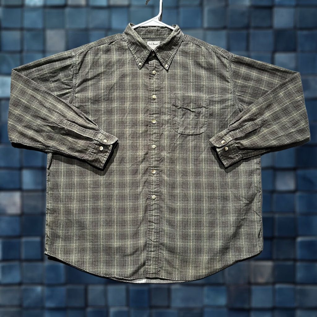 Vintage VINTAGE L.L. Bean Shirt Mens XL Green Plaid Corduroy Button-Down Long Sleeve EUC Size US XL / EU 56 / 4 - 1 Thumbnail