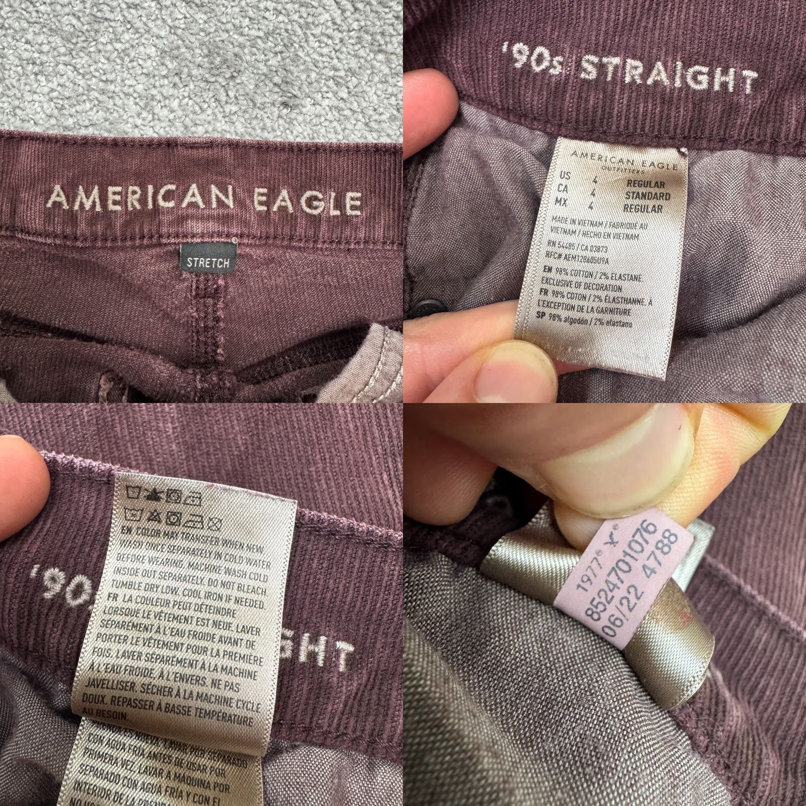 American Eagle Outfitters American Eagle Outfitters 90s Straight Corduroy Pants Womens 4 Plum Red Stretch Size 27" / US 4 / IT 40 - 8 Thumbnail