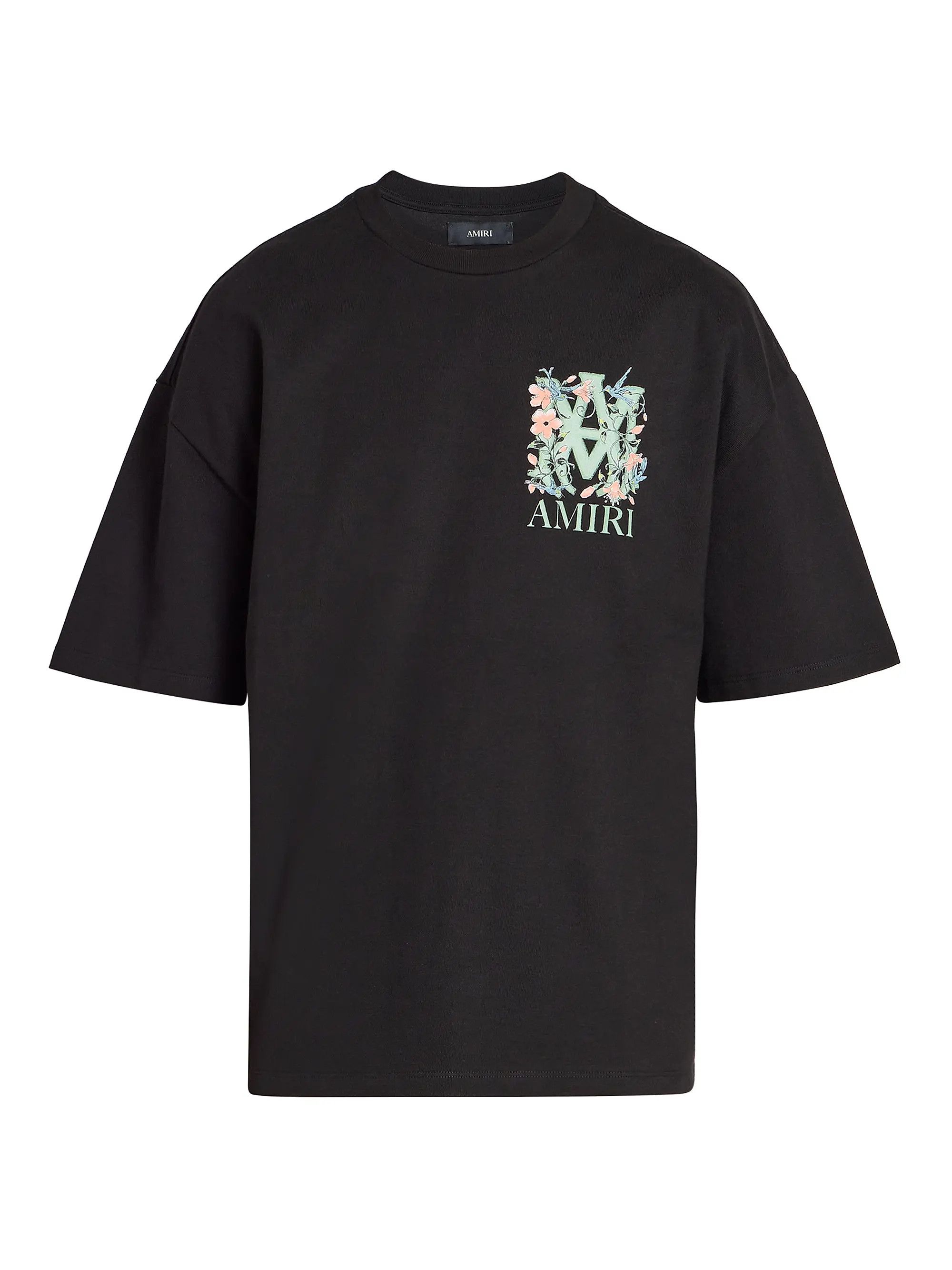 Amiri os11x0526 MA Floral Logo Oversized T-Shirt in Black Size US XL / EU 56 / 4 - 1 Thumbnail