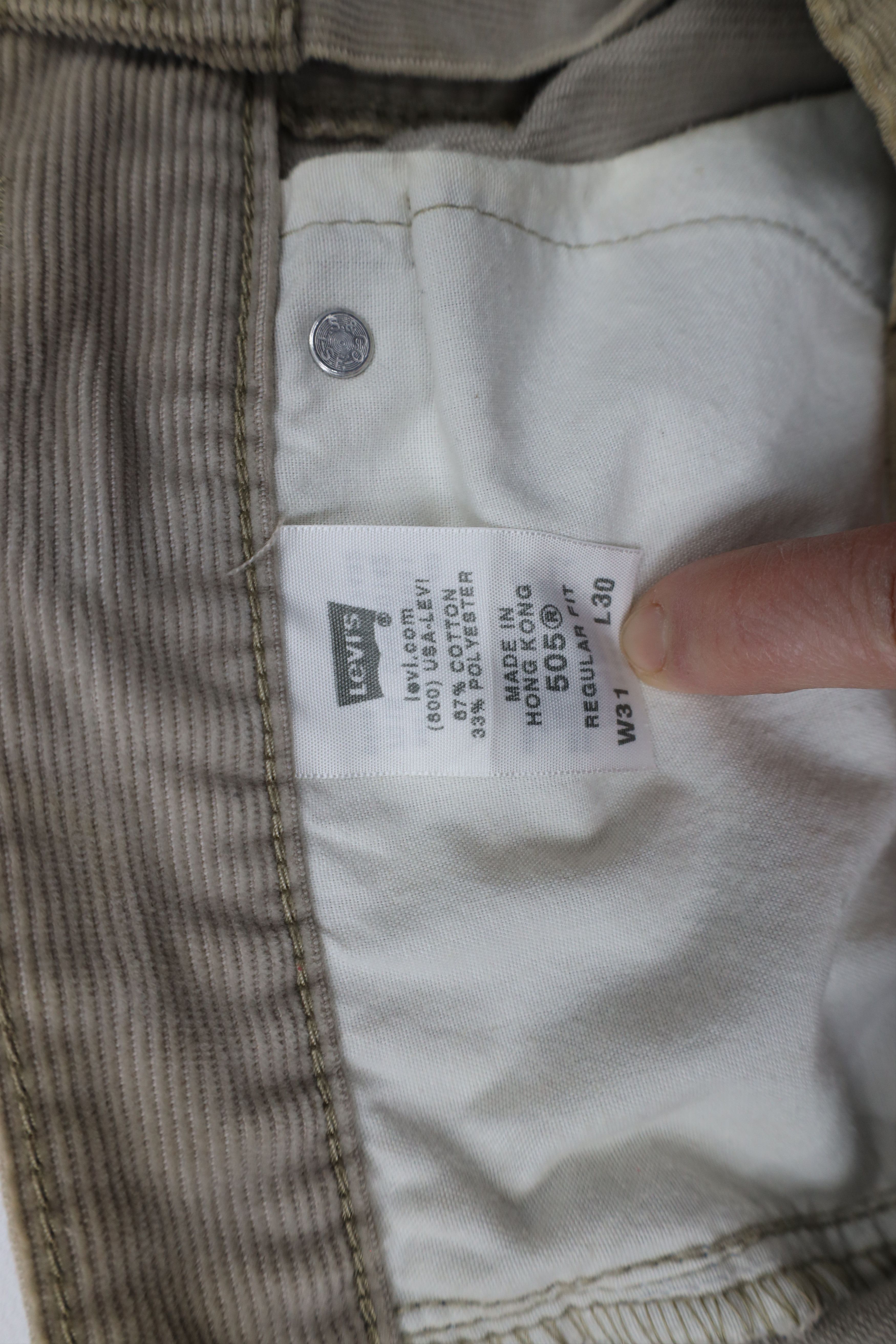 Levi's × Vintage Vintage Y2K Levis 505 Regular Fit Corduroy Chino Pants Gray Size US 31 - 10 Thumbnail
